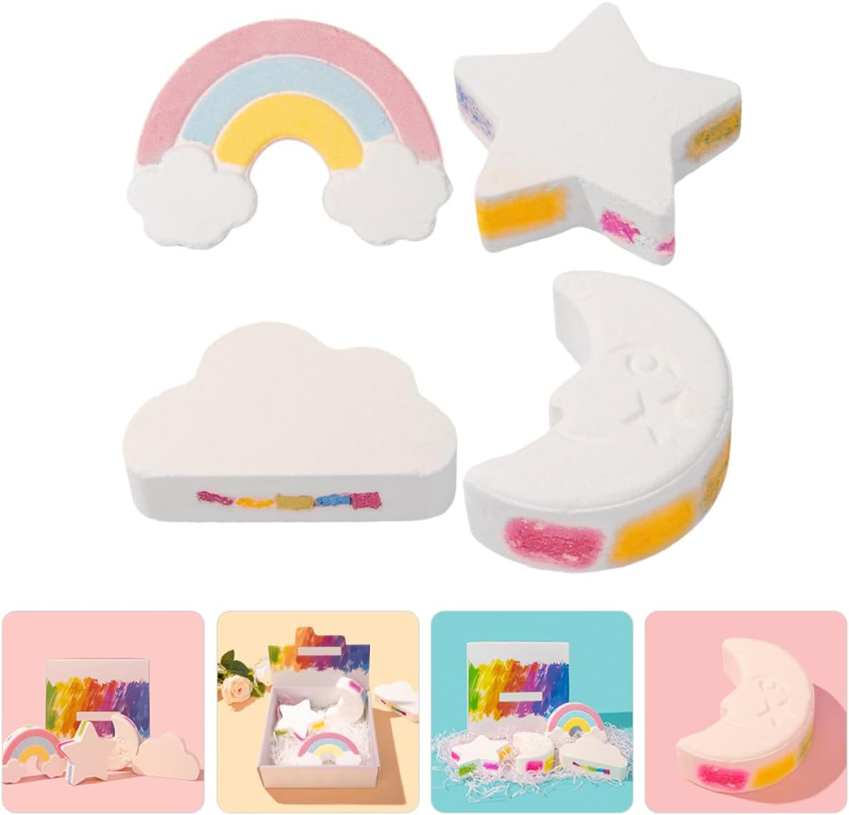 BUTIFULSIC 4Pcs Salt for Bathing Essential Oil Bath Supply Shower Steamer Cloud Shaped Bath Bubble Bathing Bubble Bathing Salt Small Bath Salt Sea ​​Salt image number 1