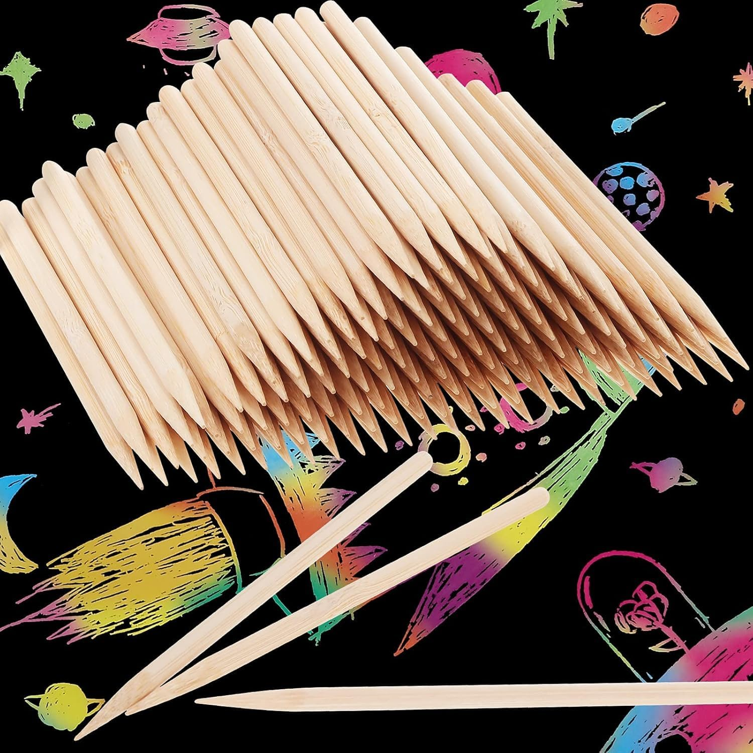 Heavy Duty Wood Stylus Tools for Scratch Art Wooden Stylus Stick Art Sticks (Pack of 100) image number 5