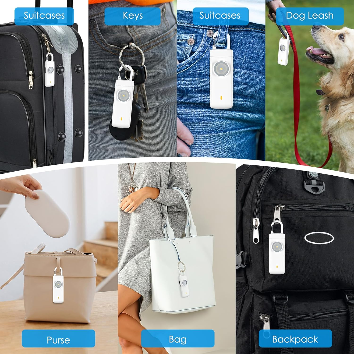 AMIR Personal Alarm Keychain for Women Safety - Loud 130 Db Siren with Strobe Light and Carabiner - Helps Women, Children, Men, Seniors, Elderly Emergency Call (White-Newest)