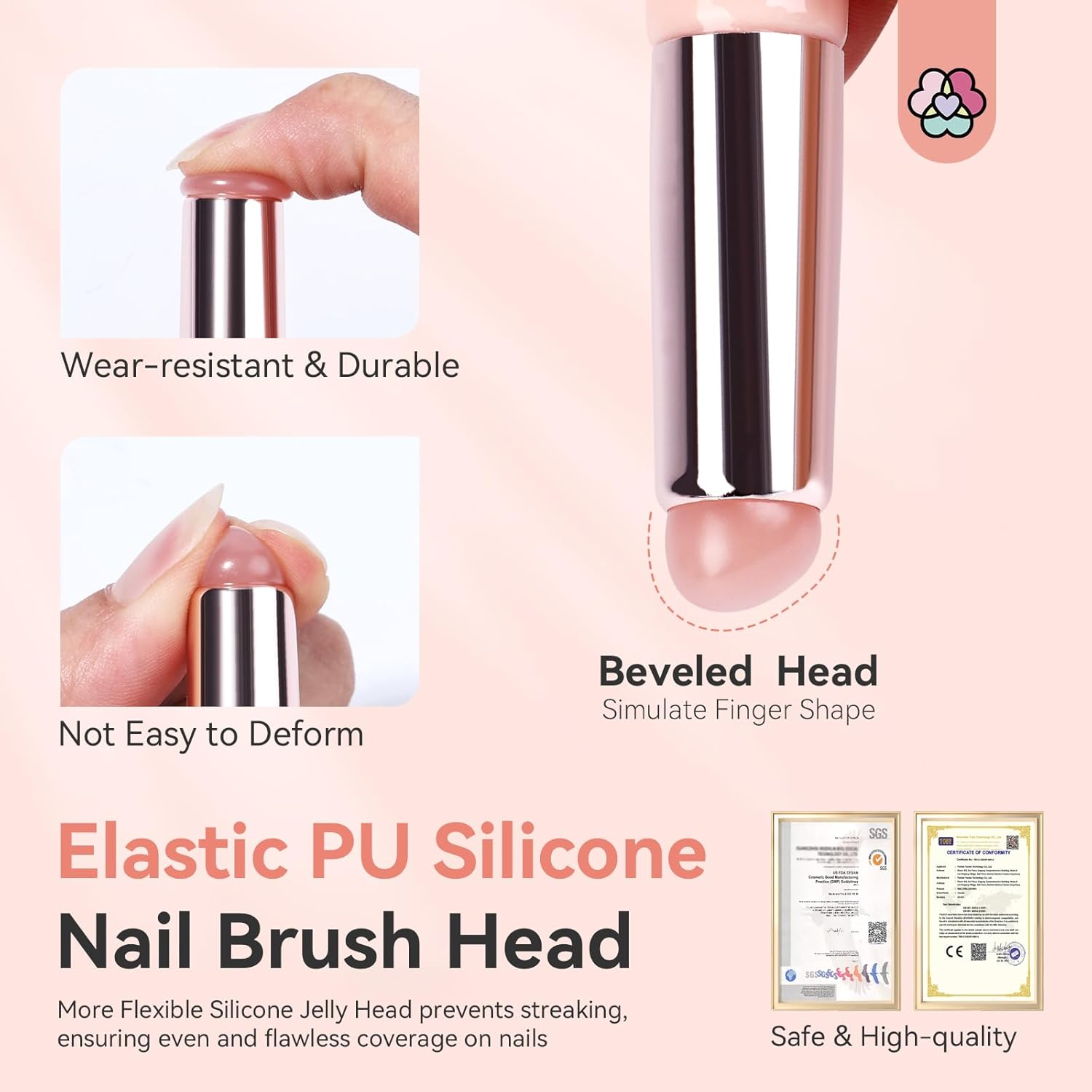 SAVILAND 2PCS Silicone Nail Brush: Reusable Chrome Nail Powder Applicator Nail Brush for Ombre Aura Nails Ombre Nail Brush Nail Art Gradient Painting Brush for Beginners image number 2
