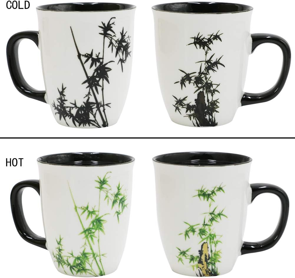 Funny Ceramic Magic Heat Color Changing Coffee Mug with Bamboo Printing for Women Personalized White Green Tea Cup Large Mugs for Mom,Girl, Grandma and Man 16 Oz image number 2