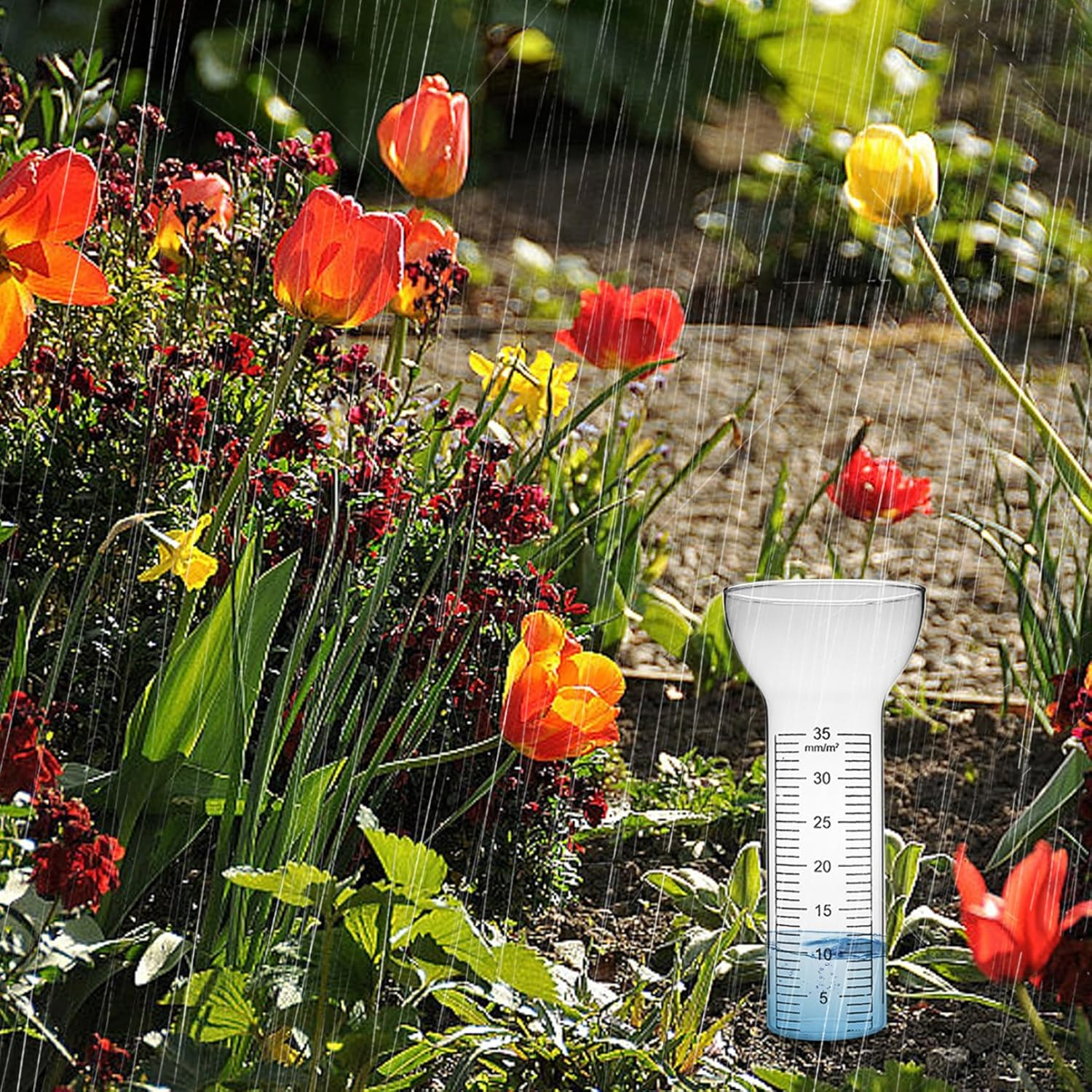 Rain Gauge Replacement Tube 2Pcs Freeze Proof Glass Rain Gauge Tube with Clear Marks 35 Mm Open Rain Gauges for Yard Garden Water Gauge for Rain image number 4