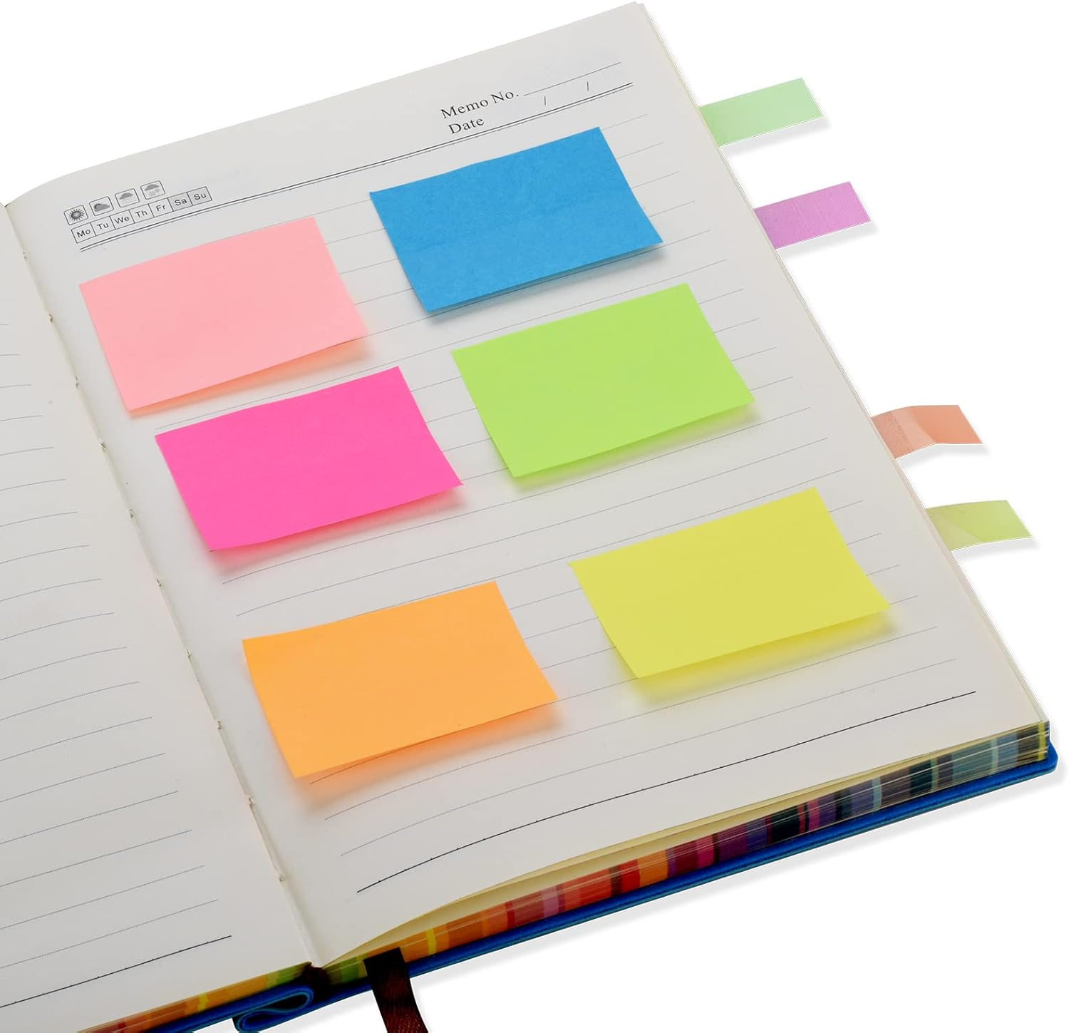 ZCZN 38 X 51 Mm Sticky Notes, 6 Neon Color Self-Stick Memo Note Pads, 100 Sheets/Pad, Small Size, 12 Pads image number 5