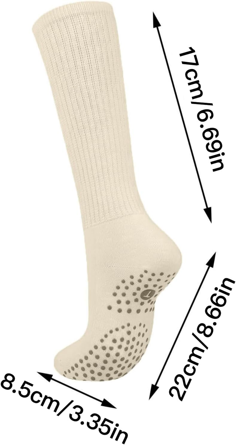 Grip Pilates Socks for Wome Yoga Slouch Socks with Grip for Barre Workout Hospital Long Scrunch Socks 3 Pairs image number 2