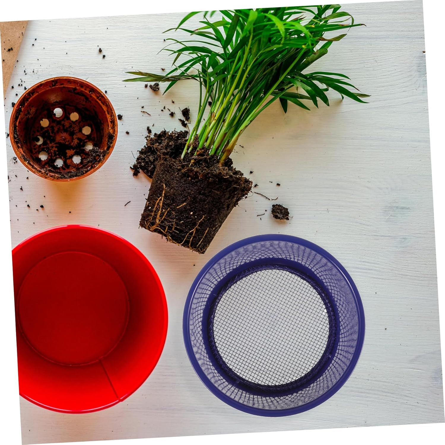 Kisangel Manual Soil Sifter for Garden Planting Fine Mesh Sieve Strainer Garden Sieve for Gardening Sifting Pan image number 3