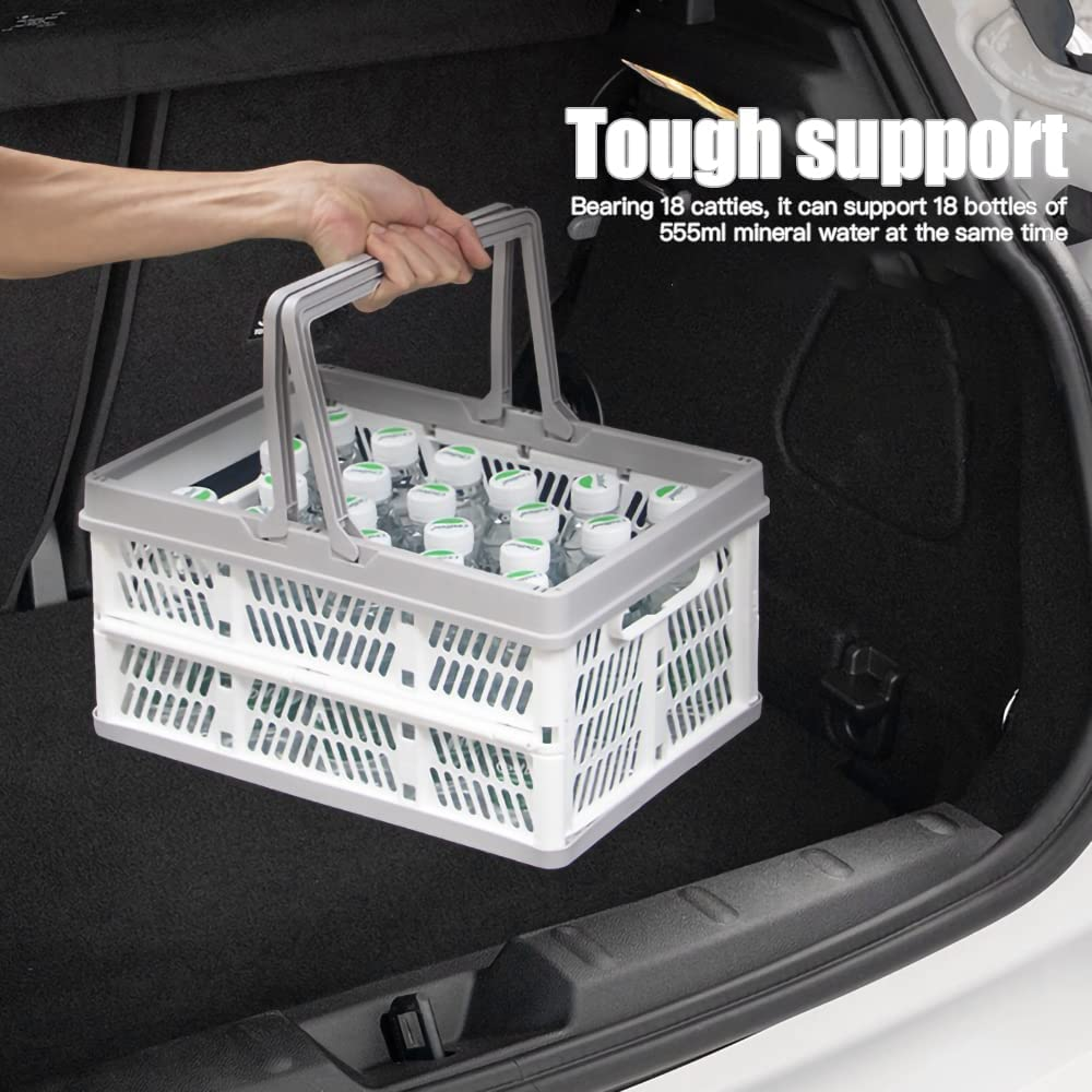 Living Today Collapsible Shopping Basket, Foldable Storage Containers, Plastic Stackable Picnic Basket with Handle image number 6