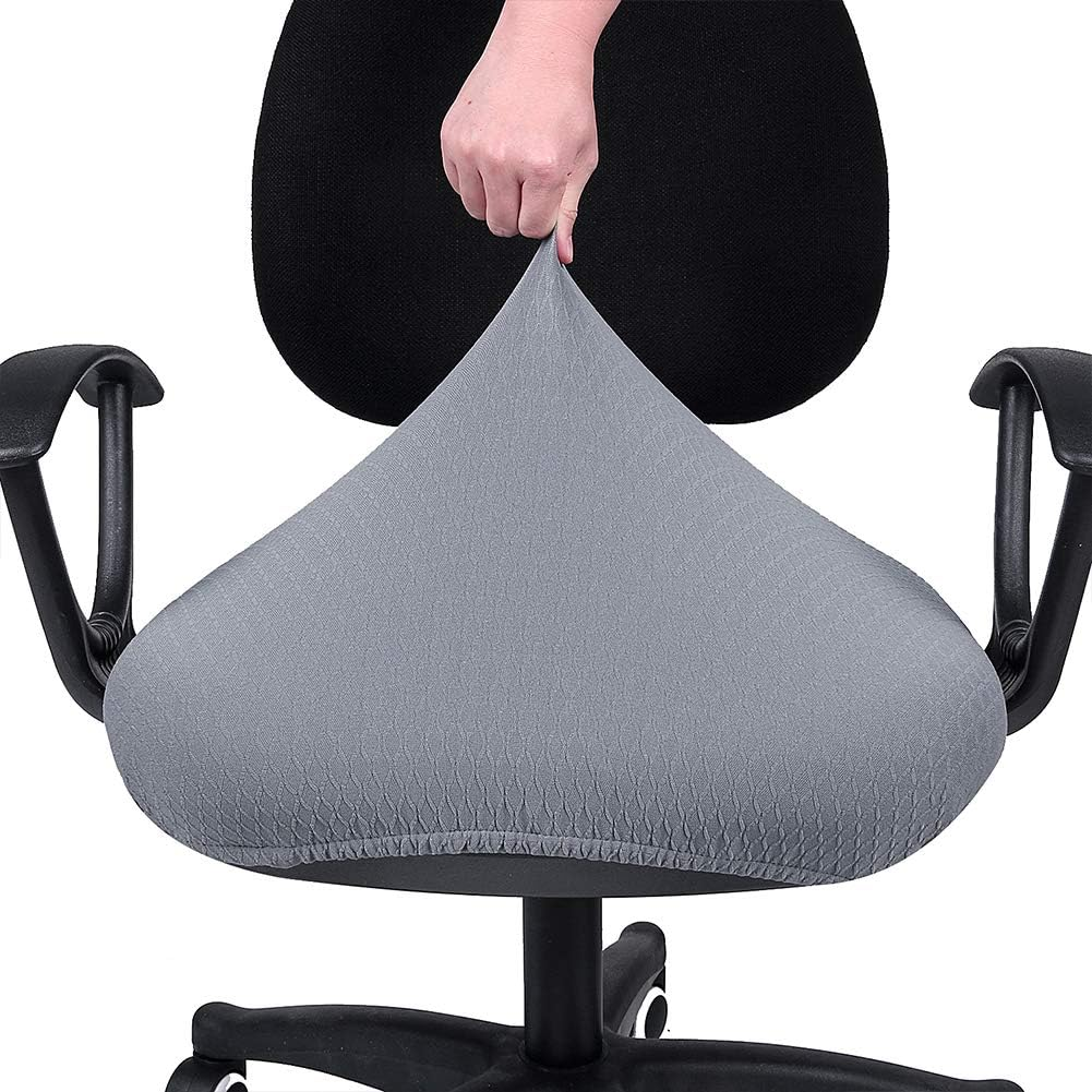 Smiry Stretch Jacquard Office Computer Chair Seat Covers, Removable Washable Anti-Dust Desk Chair Seat Cushion Protectors - Grey