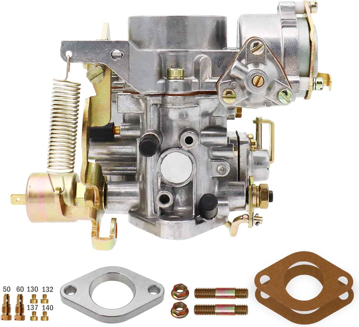 39 Pict 3 Carburetor for VW Beetles Super Beetles 1971-1979 Dual Port 1600Cc VW Carb for Volkswagen Bug Beetle Carburetor Squareback Transporter Automatic Choke, SOLEX 39MM 113129031K image number 5