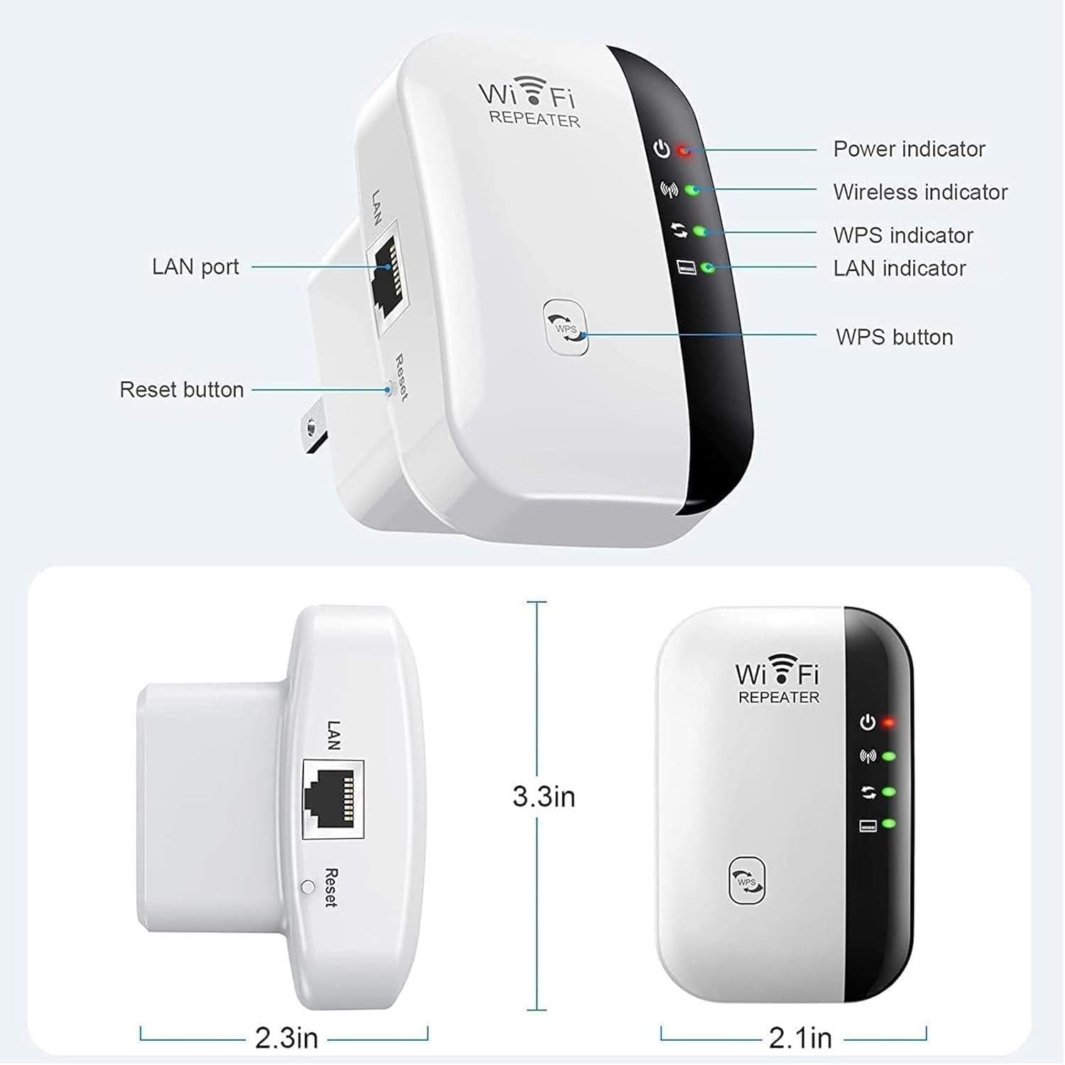 Wifi Extender, Signal Booster up to 5000Sq. Ft and 50+ Devices, Long Range Amplifier with Ethernet Port, Wifi Range Extender, Wireless Internet Repeater, 1-Key Setup, Access Point AU Plug image number 2