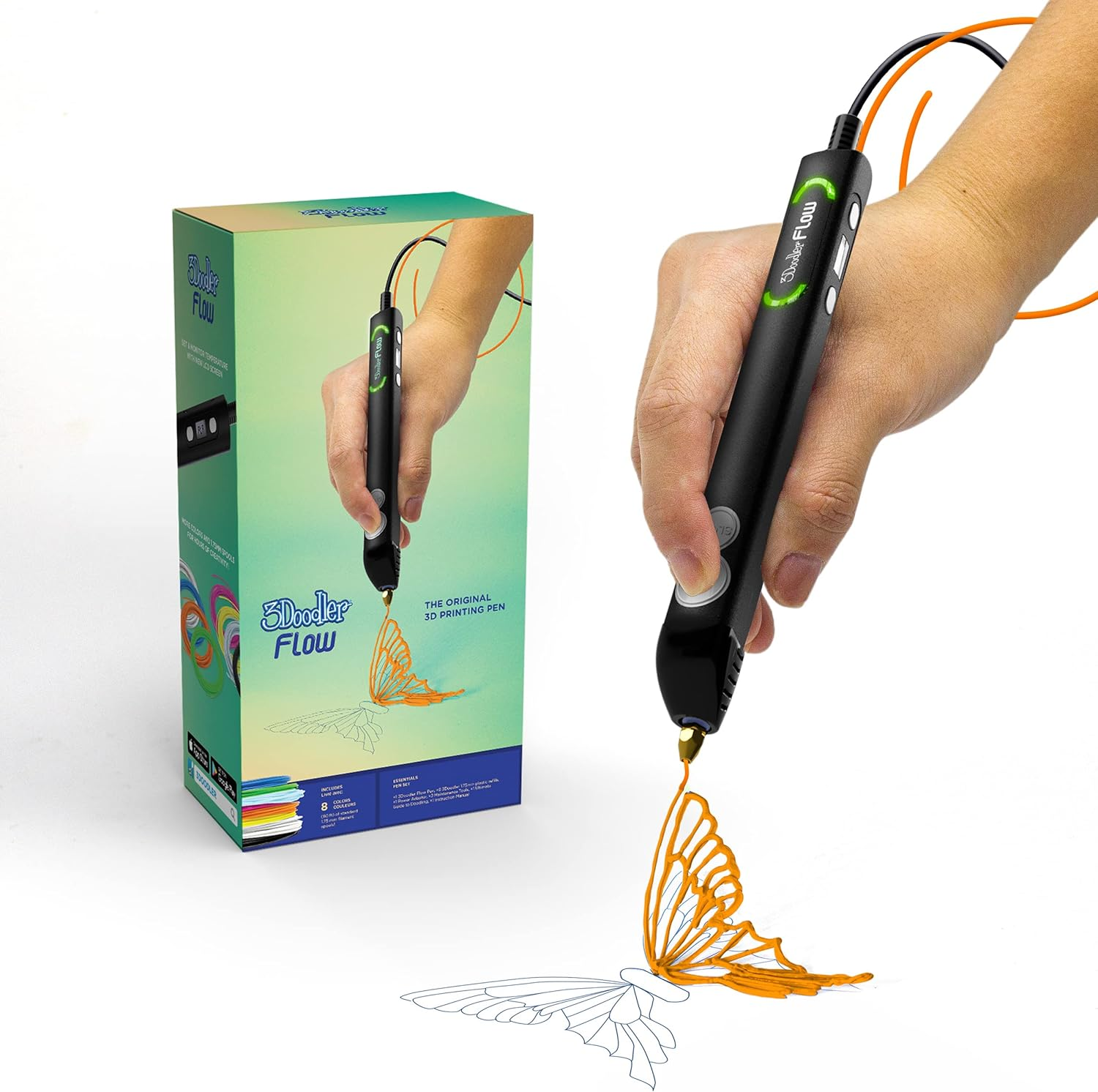 3Doodler Flow 3D Printing Pen for Teens, Adults & Creators! - Black - with Free Refill Filaments + Stencil Book + Getting Started Guide image number 5