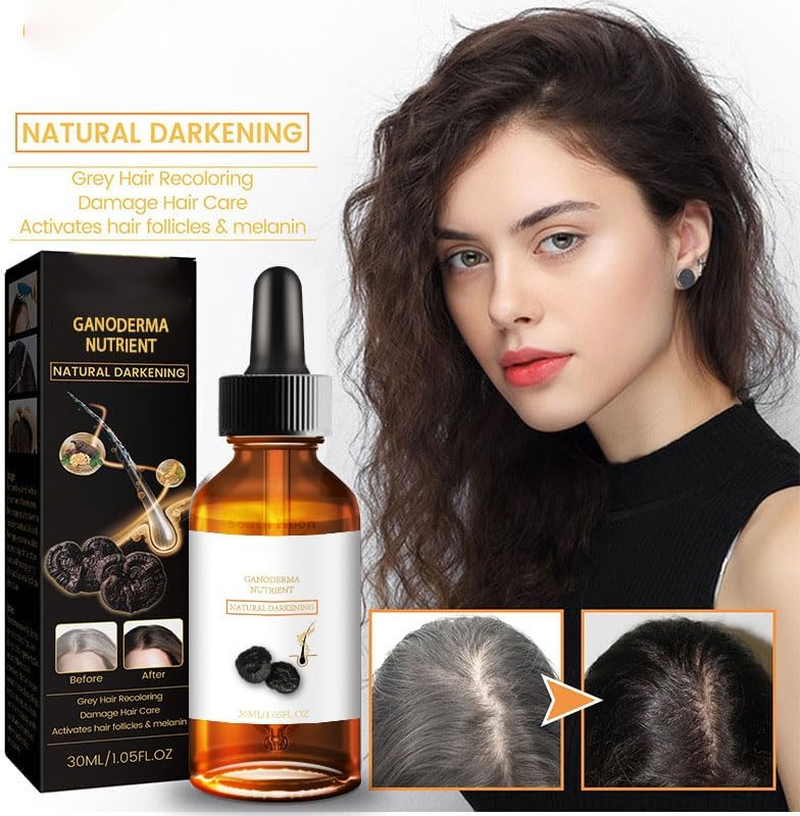 Grey Hair Treatment Serum, White to Black Natural Colour Restorative Nourishing Products anti Hair Loss Treatment for Men Women - 5Pcs image number 3