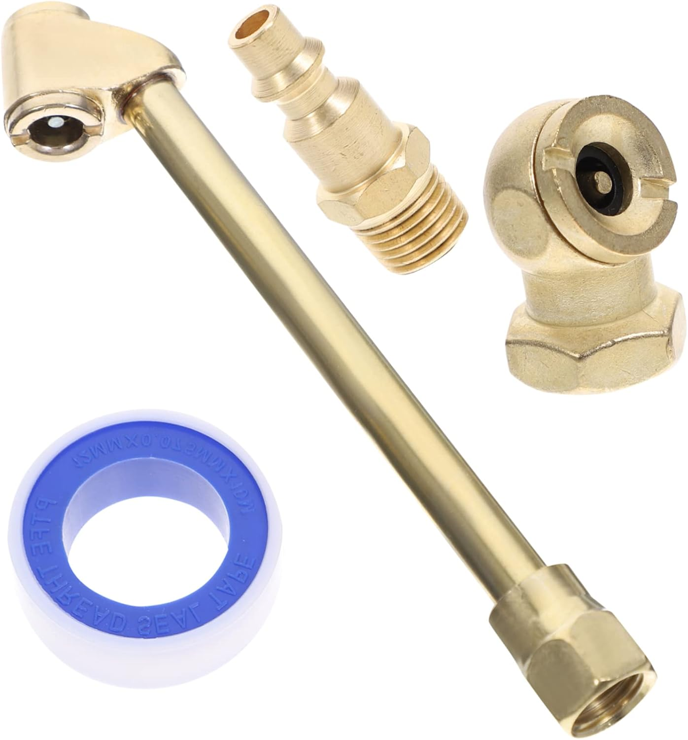 1 Set Air Clamp Kit Tire Attachment for Air Compressor Air Compressor Tire Inflator Attachment Air Compressor Accessories Tire Air Chuck Air Hose Major Pressure Gauge Brass image number 1