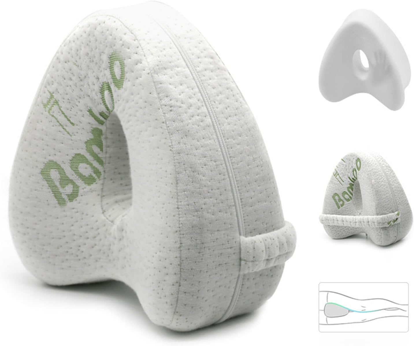 Bamboo Fiber Shaped Memory Foam Leg Pillow for Home Use, Dormitory, Pregnant Women - Leg Pillow with Memory Foam Core to Improve Leg Shape, Knee Pillow for Side Sleepers image number 3