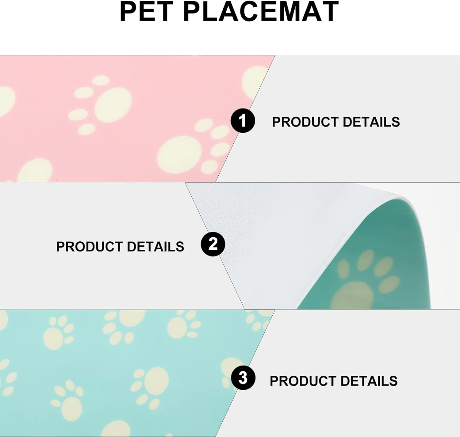 2Pcs Pet Feeding Mat Dogs Cats Non-Slip Placement Tray Cushion to Stop Food Water Bowl Messes on Floor for Home Pet Shop image number 5