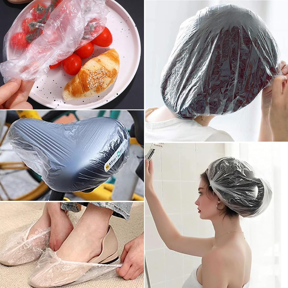 Pack of 50 Disposable Shower Caps, Plastic Cosmetic Caps, Disposable Hair Caps for Salon, Disposable for Travel, Bath Cap, Disposable for Long image number 2