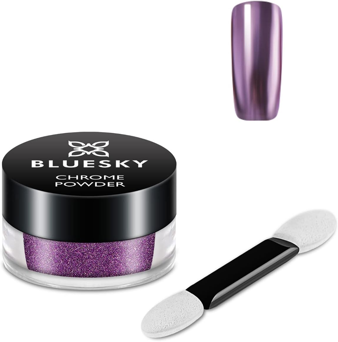 Bluesky Chrome Nail Powder Kit with Applicator Brush Metallic Gel Nail Art Silver 5G
