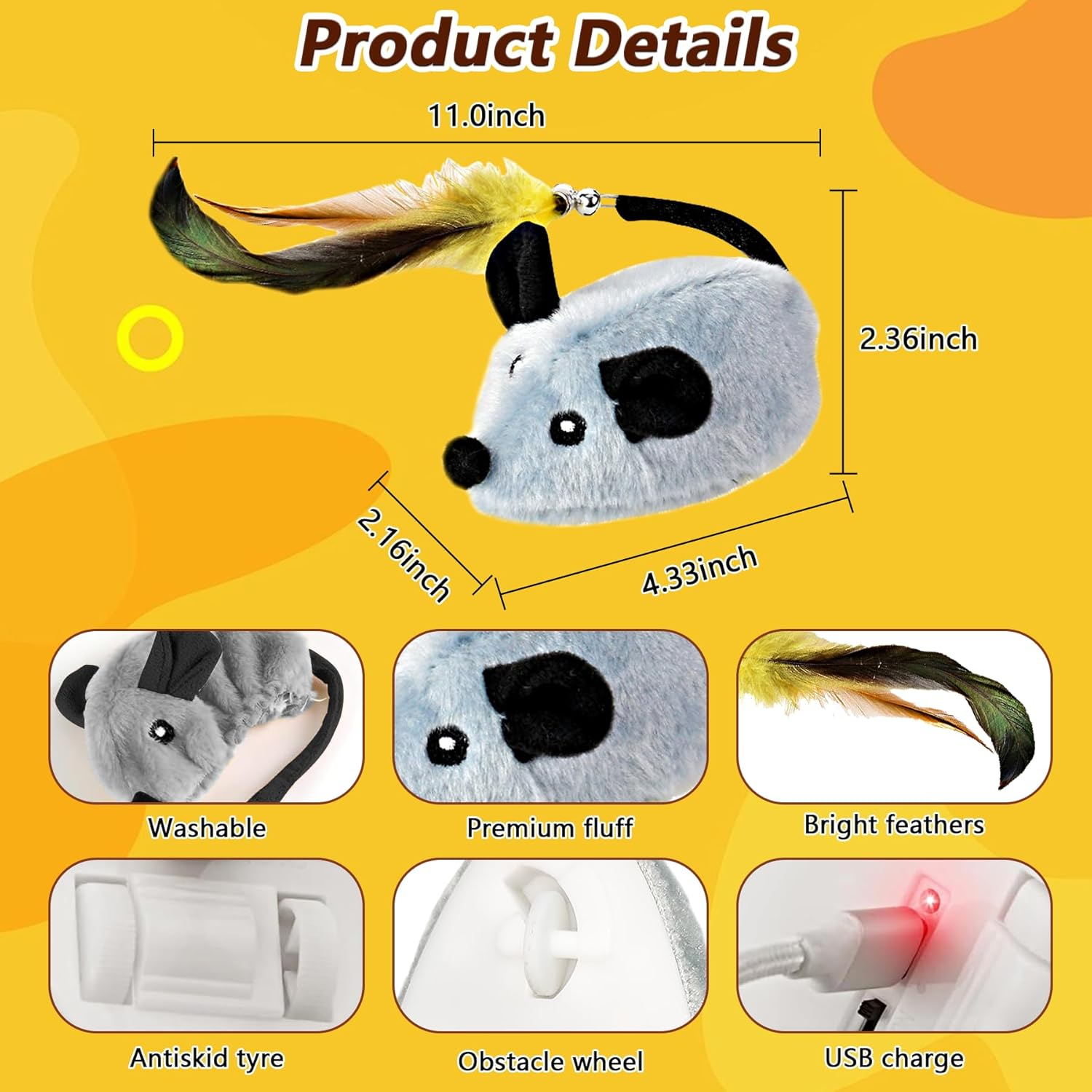 Cat Mouse Toys, Automatic Moving Mouse Toy, Intelligent Cat Mice Toys, Interactive Cat Toys, Mouse Toys for Indoor Cats/Kittens image number 2