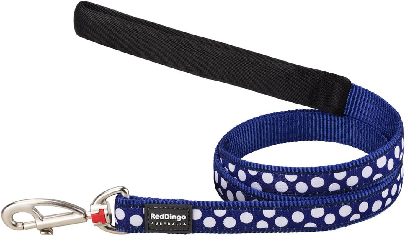 Red Dingo Dog Collar, Blue Spots on Brown, 20Mm MEDIUM