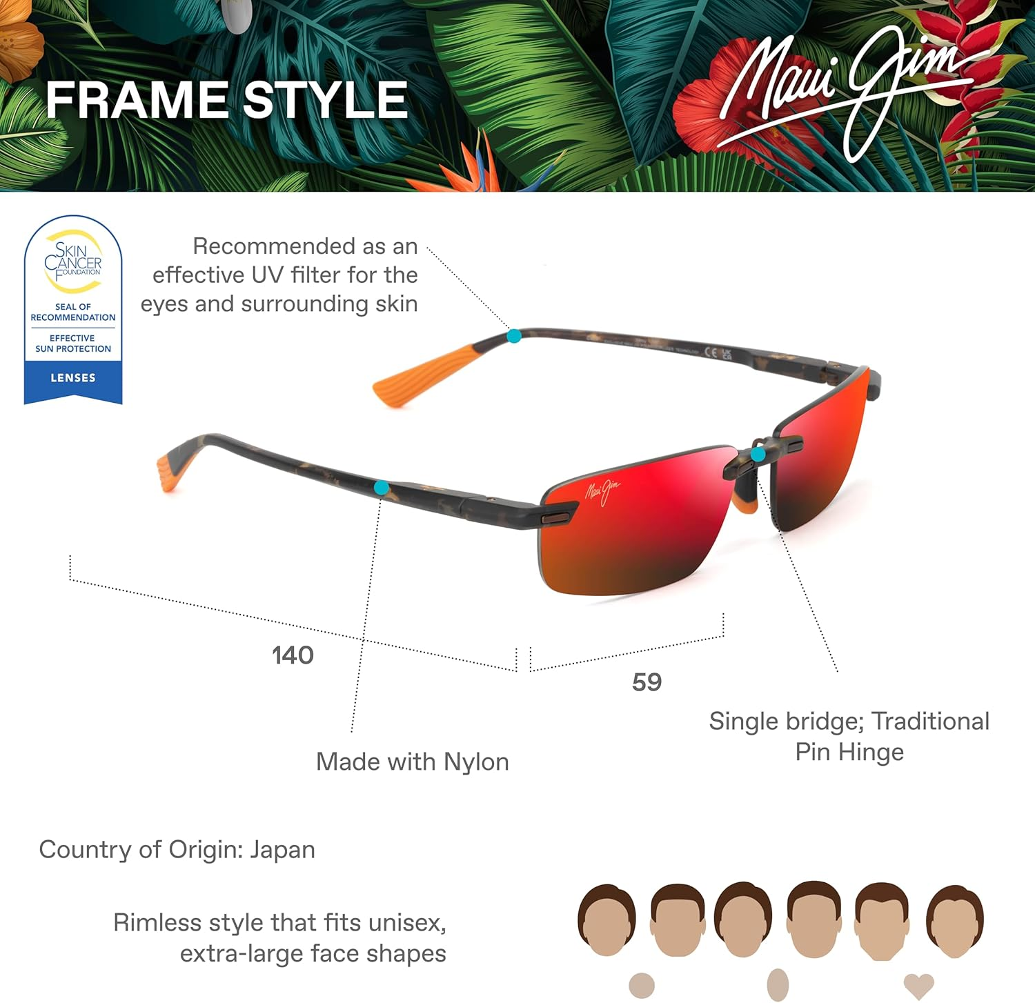 Maui Jim Unisex Ilikou Non-Polarised Sunglasses - Shiny Black/Blue image number 4