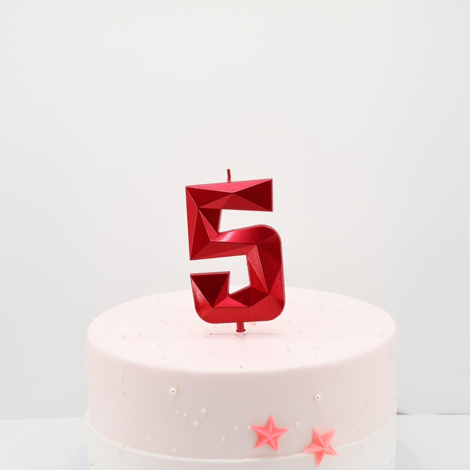 DERVENTA Large Birthday Candle Number 3D Red 3.7 Inch Party Celebration Anniversary Decoration Cake Topper 1 Piece (Number 5 Red) image number 2