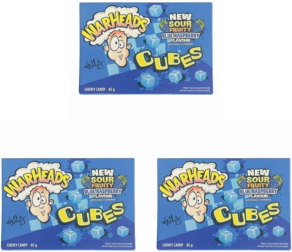 Warheads Blue Raspberry Cubes Theatre Box 85G