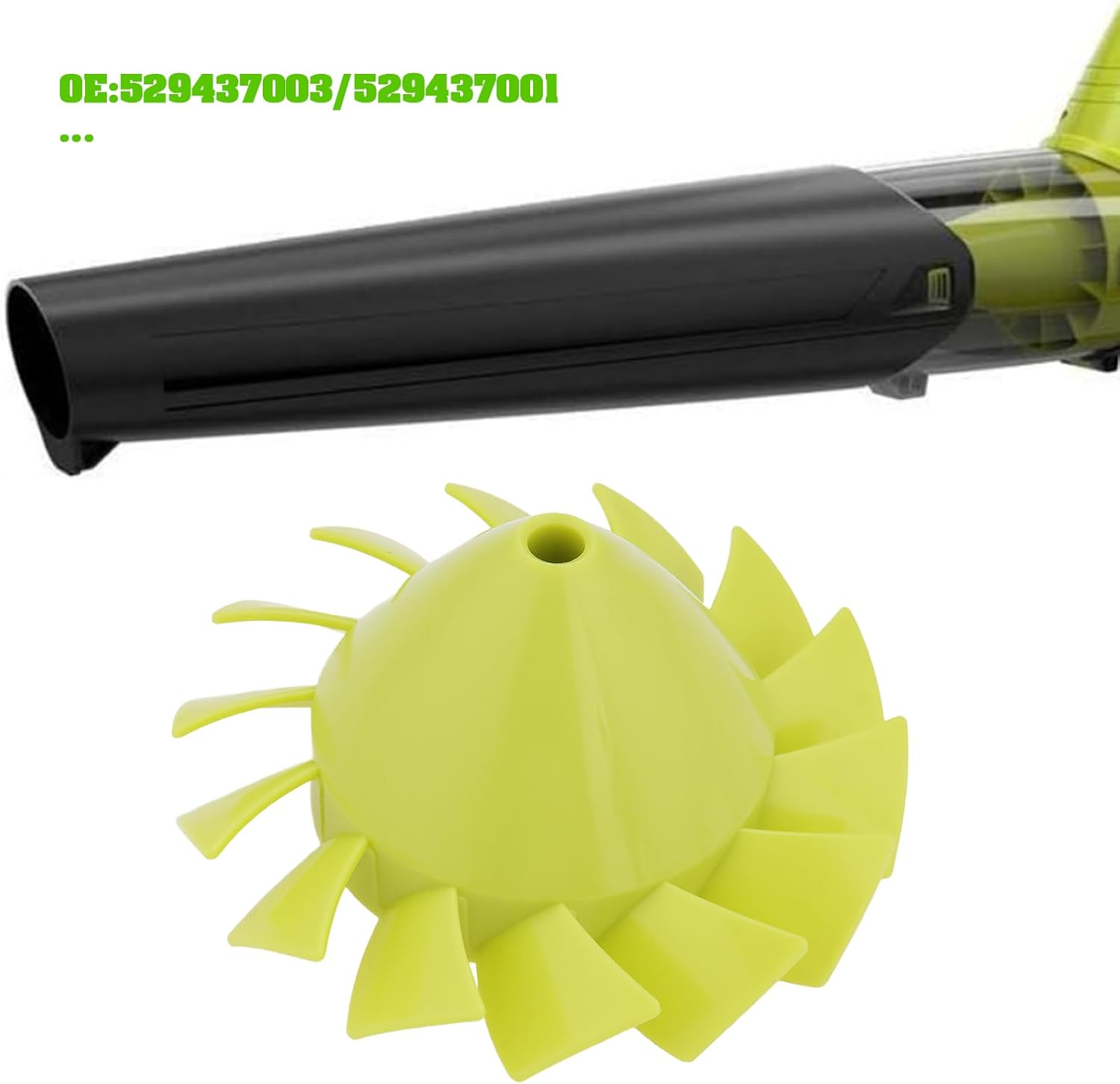 1Pc Blower Fan Blade Replacement Part 529437004 Compatible with Ryobi 18 Volt Cordless Blower P2108 P21081 P21081VN P21081VNM image number 1