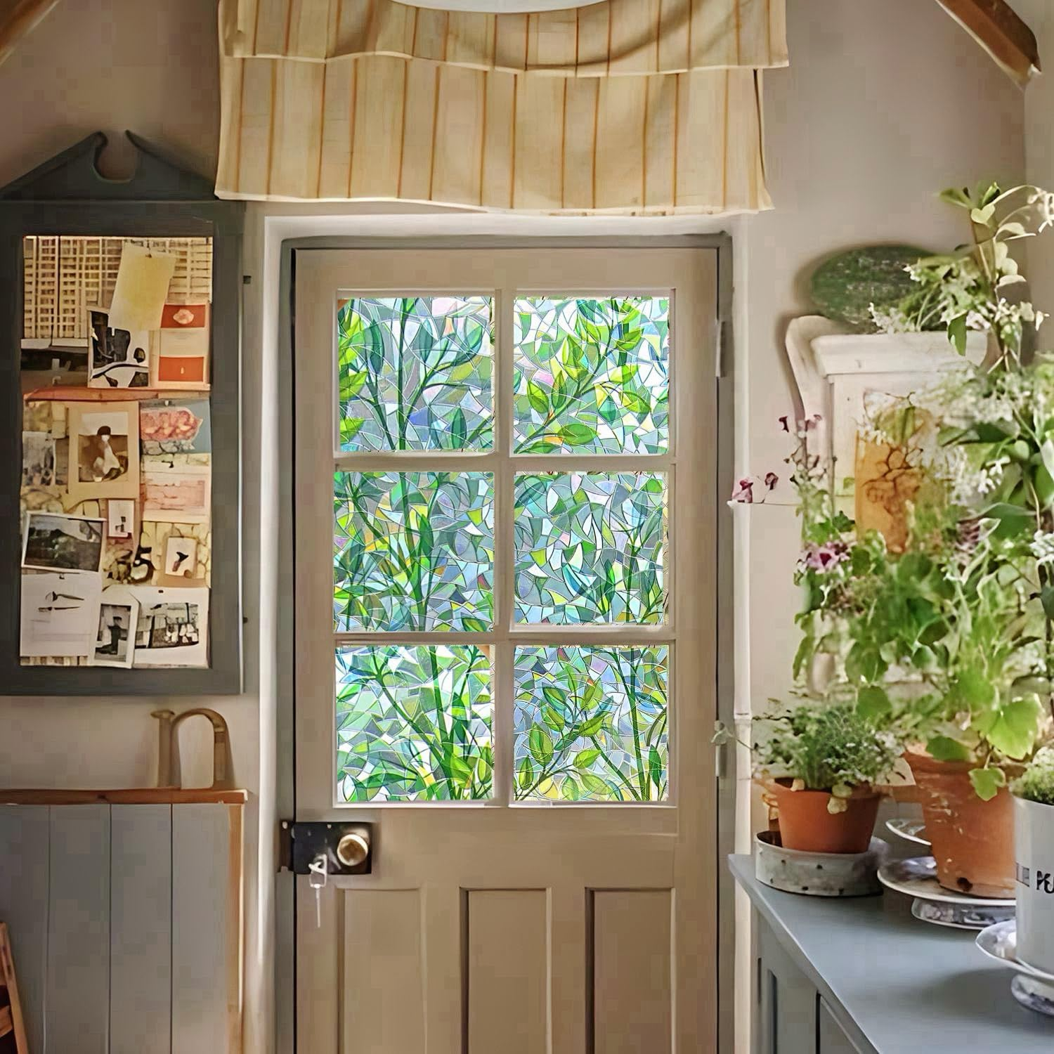 Window Privacy Film with Installation Tool,Stain Rainbow Window Film Sticker, Vinyl 3D Sticker, Removable, Static Adhesive, Thermal Control, UV Protection (44.5 * 200 Cm) image number 5