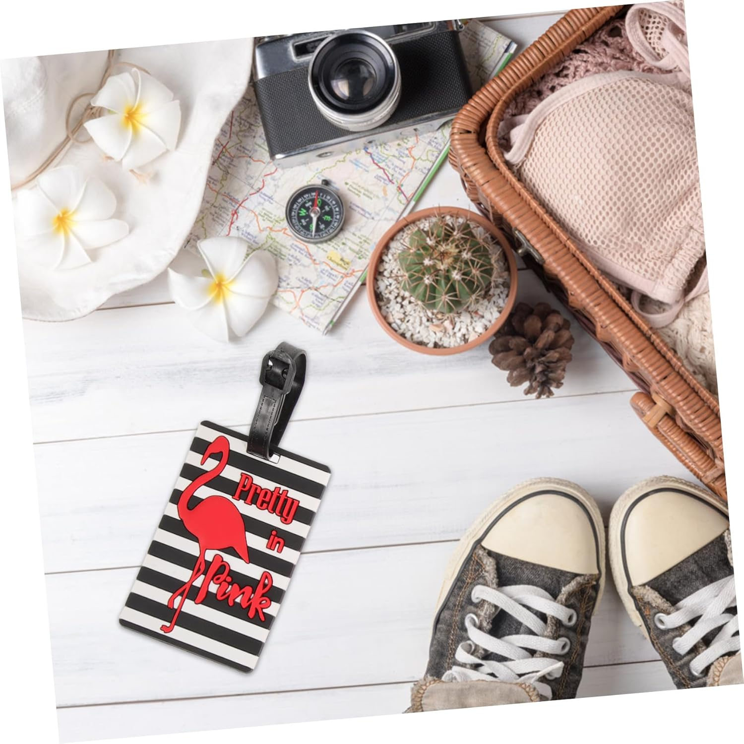 Didiseaon Cute Luggage Tags Funny Cartoon Soft Plastic Luggage Labels for Women Travel Suitcases with Id Strap image number 1