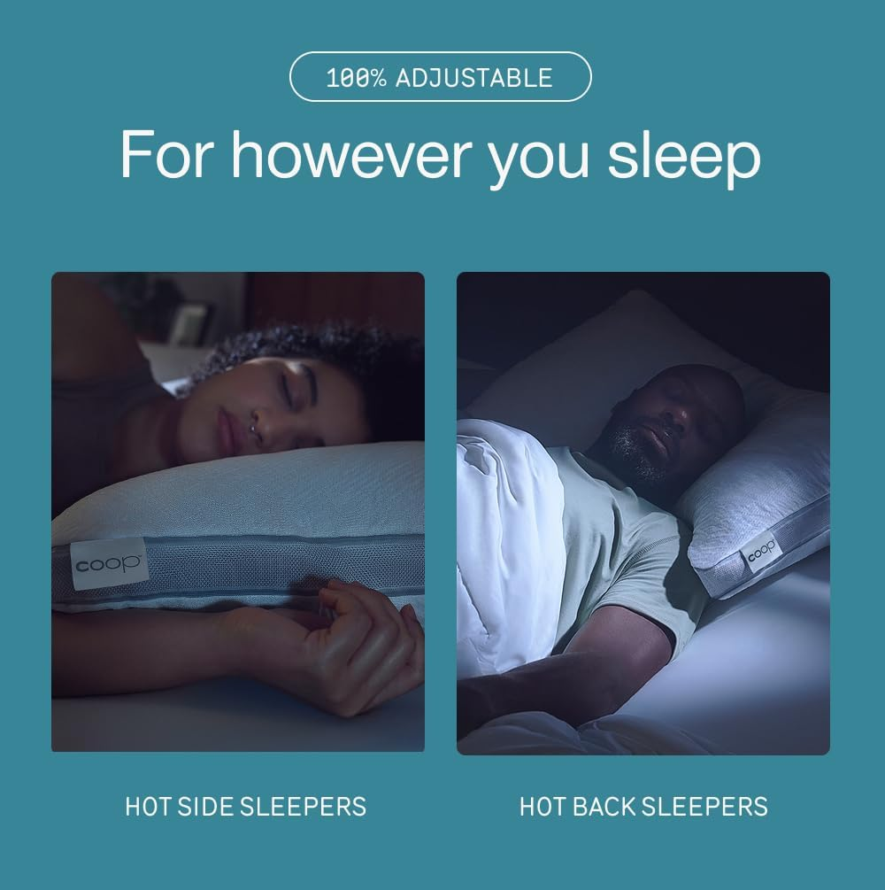 Coop Home Goods Eden Cool+ Crescent Pillow, Queen Size plus Shaped Foam Pillows with Cooling Gel, Back or Side Sleeper Adjustable Neck Support for Sleeping, Certipur US/GREENGUARD Gold (BK4605) image number 7