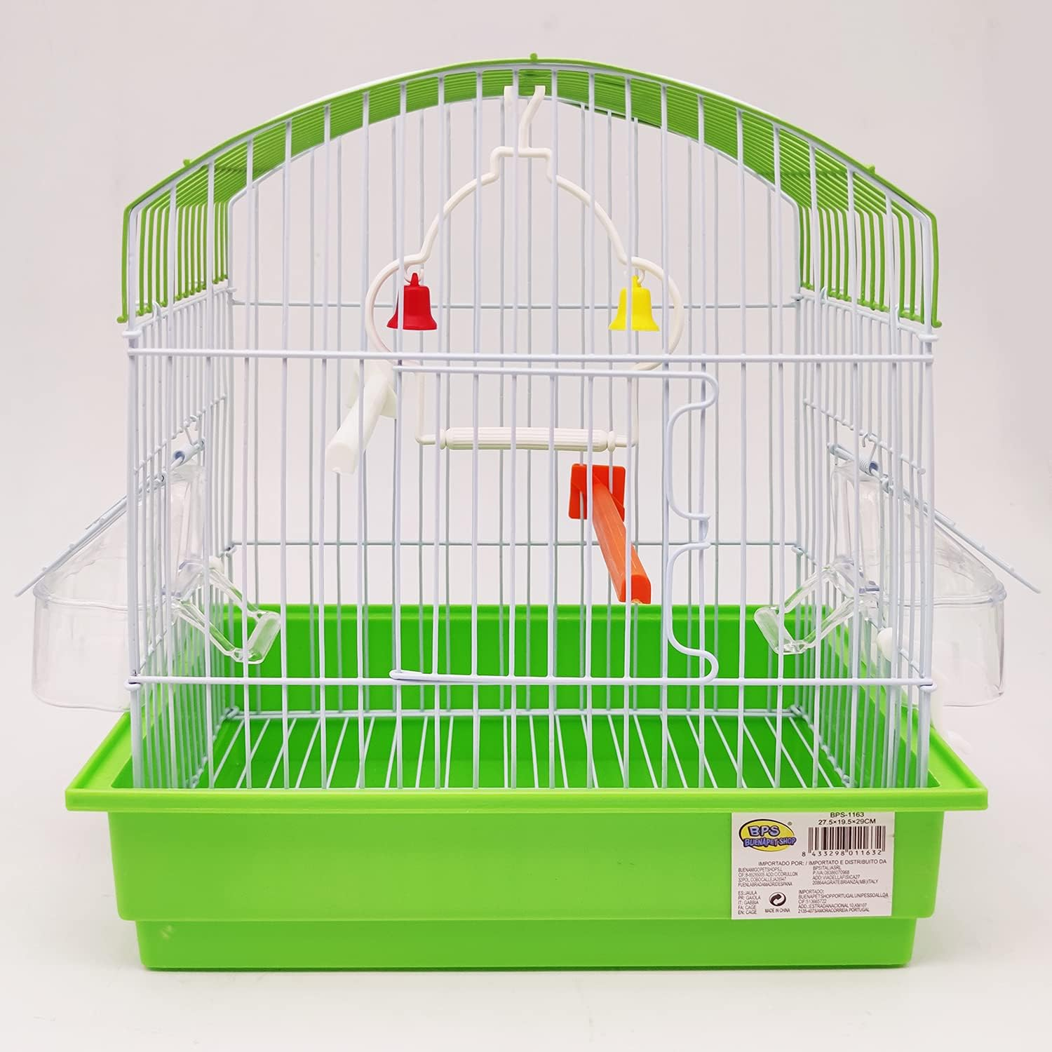 BPS BPS-1163 Metal Bird Cage Small Cage with Feeding Bowl and Drinking Bucket Swing Colour Random 27.5 X 19.5 X 30 Cm