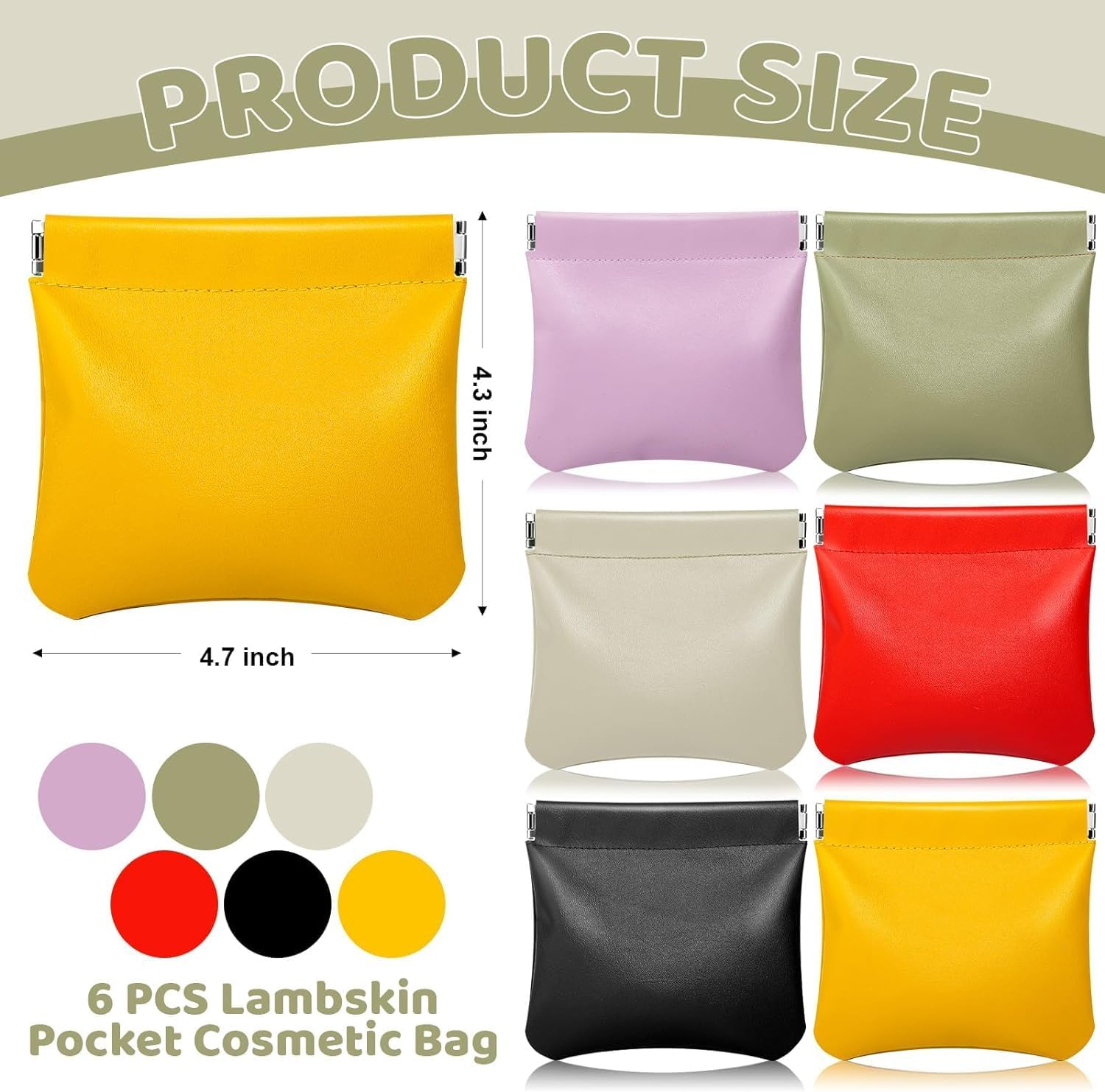 6Pcs Mini Pocket Cosmetic Bag for Purses, Mini Makeup Pouch for Women, Snap Closure Organizer Pouch for Cosmetics, Headphones, Jewellery image number 4