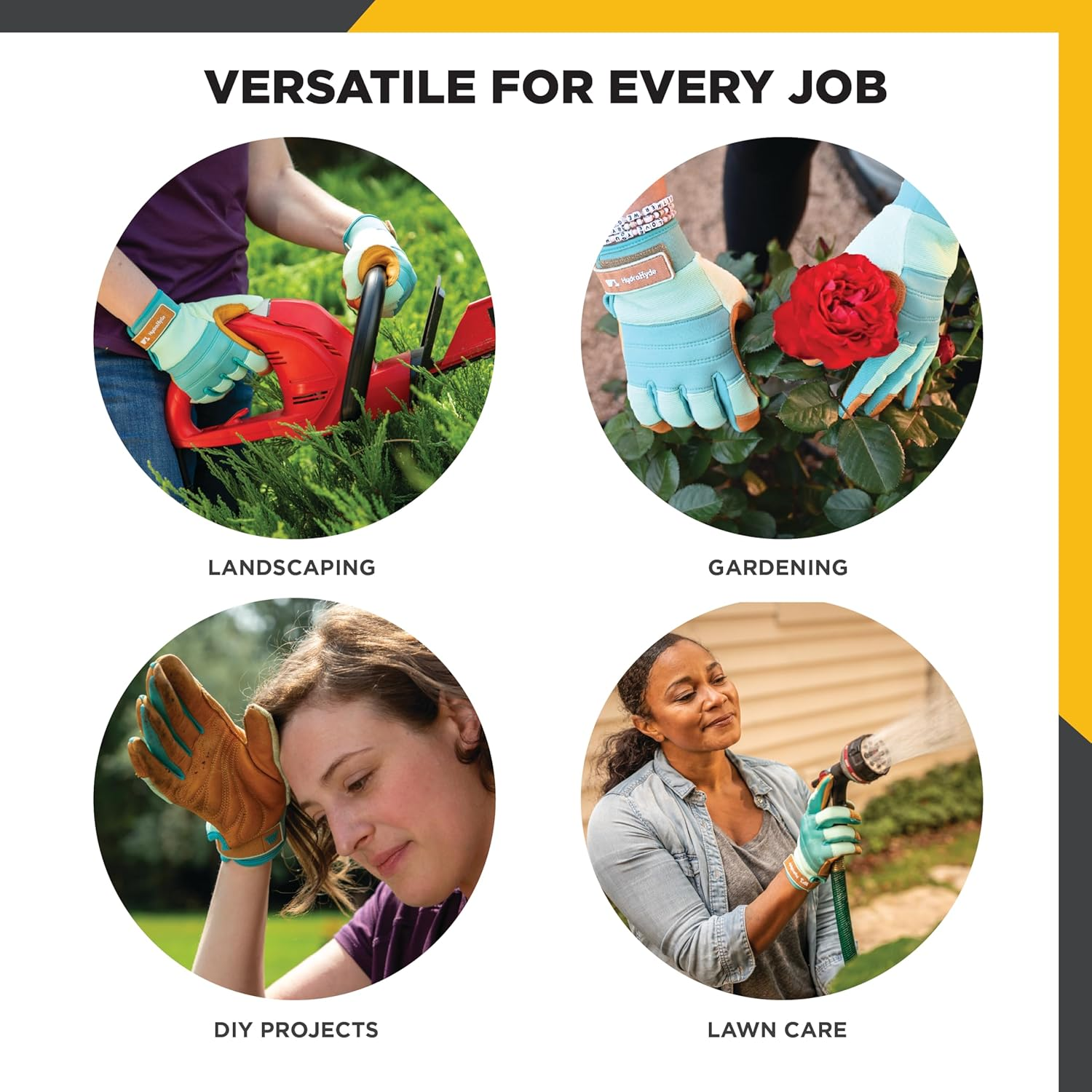 Wells Lamont Women'S Hydrahyde Water-Resistant Leather Palm Hybrid Work Gardening Gloves, Medium (Pack of 1) (3250M), Blue image number 4