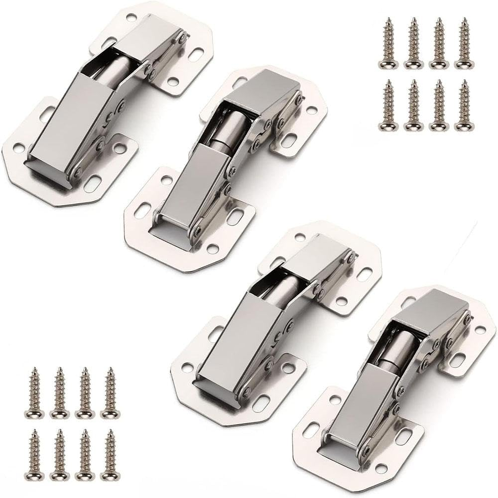 JZS Cabinet Door Hinges, 90 Degree Strong and Sturdy Wardrobe Door Hinge with Screws, Easy to Install Slotless Hinges