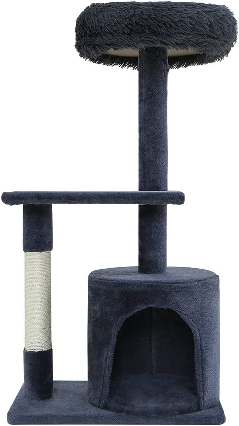 I.Pet Cat Tree 94Cm, Multi-Level Cat Tower with Condo, Cat Scratching Post Pet Scratcher for Indoor Kittens, Wooden Play Towers & Trees for Cats, Dark Grey