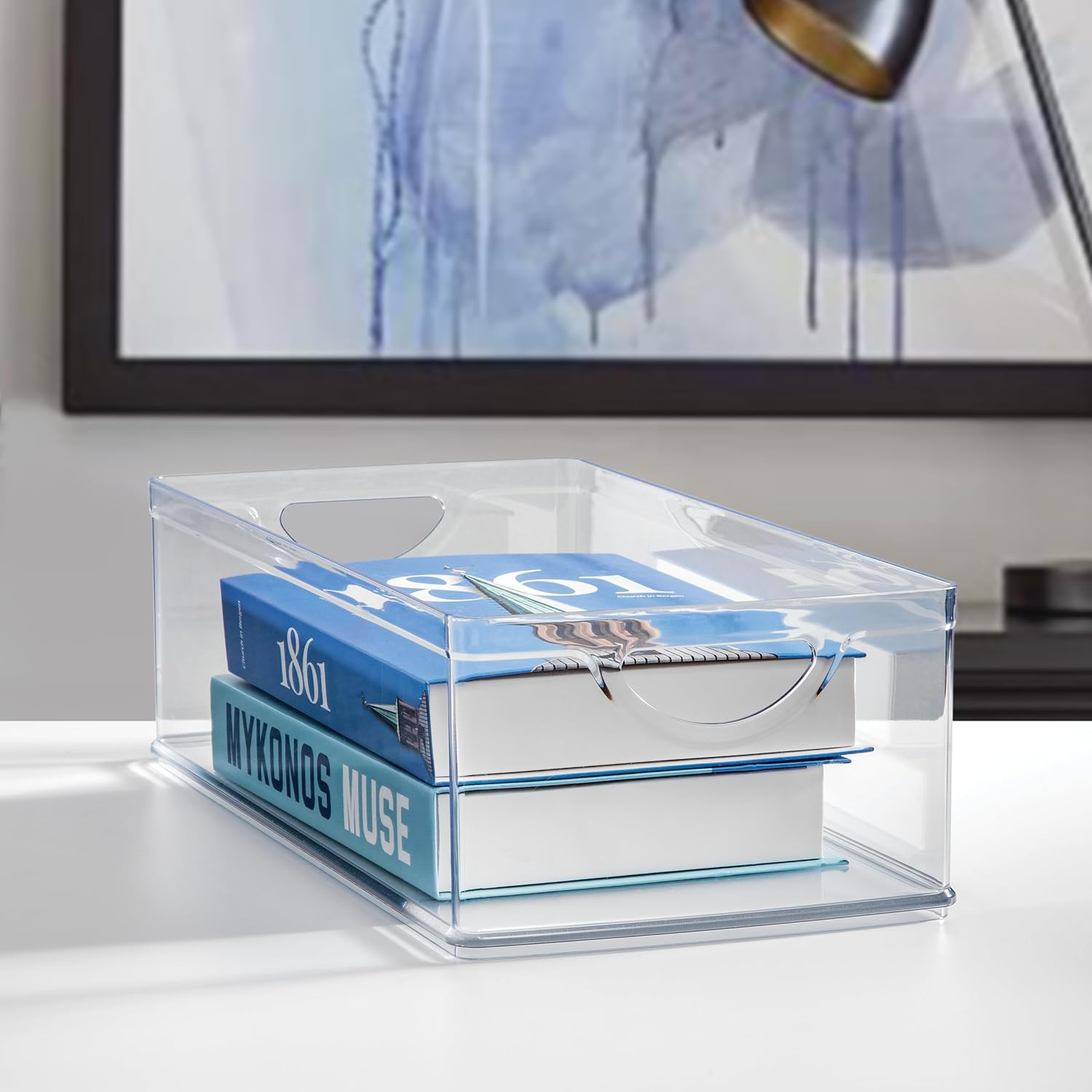 Idesign Recycled Plastic Cabinet and Pantry Storage Bin with Integrated Handles &ndash; 16&rdquo; X 8&rdquo; X 5&rdquo;, Clear Bin