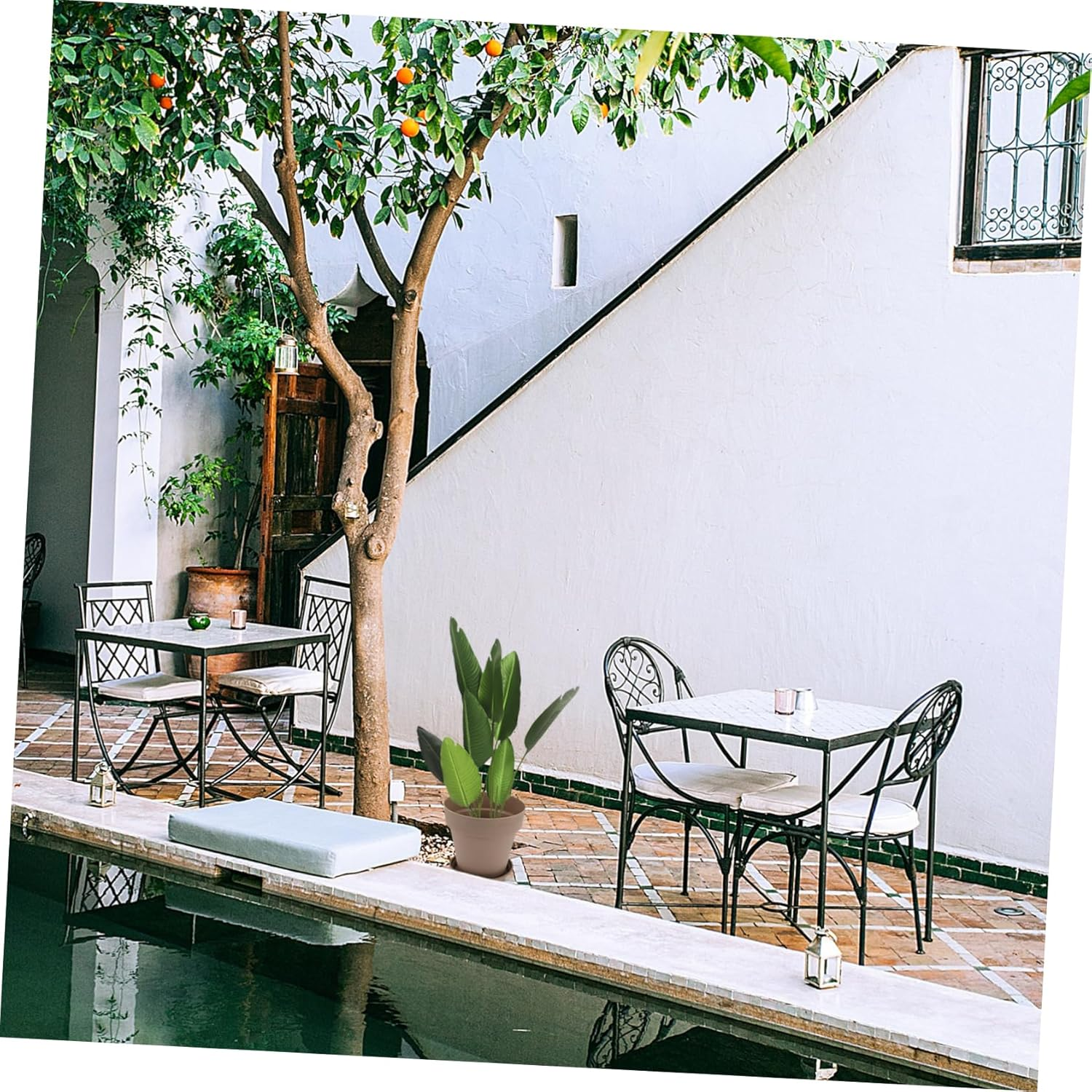 HIAKDOFT 6Sets Plastic Flower Pots Garden Supplies for Indoor Outdoor Elegant Plant Containers for Balcony Porch Home Office Saucer image number 5