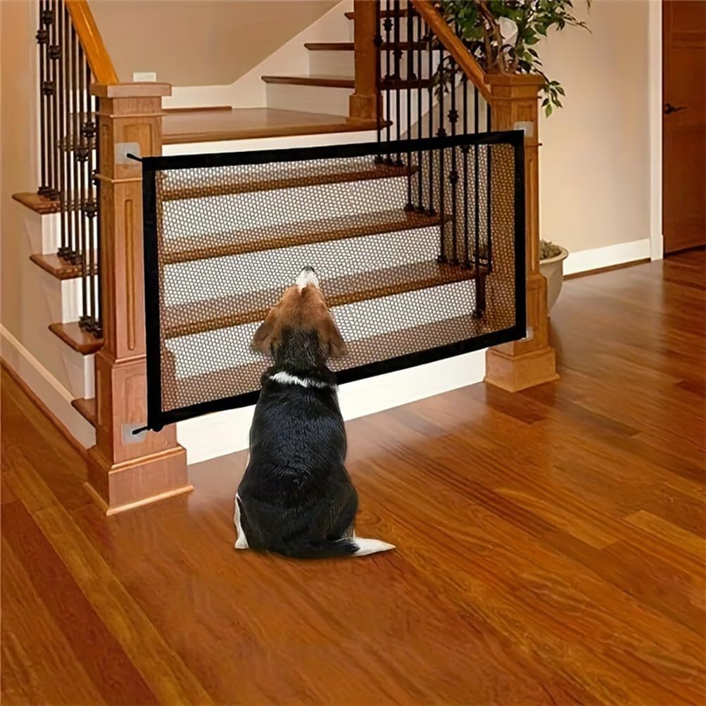 Pet Dog Safety Gate, Mesh Gates for Pets, Portable Puppy Safety Fence Guard, Expandable Dog Safe Gates, Magic Pet Gate for House, for Doorways, Stairs, Hallways, Large Openings (2Pcs)