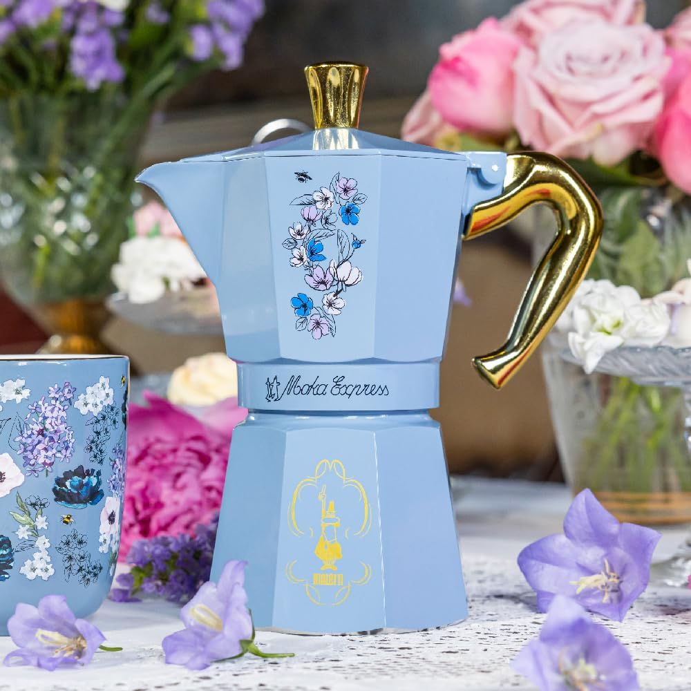 Bialetti MOKA EXPRESS BRIDGERTON 6 CUPS NOT INDUCTION 6 CUPS (270Ml) ALUMINIUM SKY BLUE image number 4