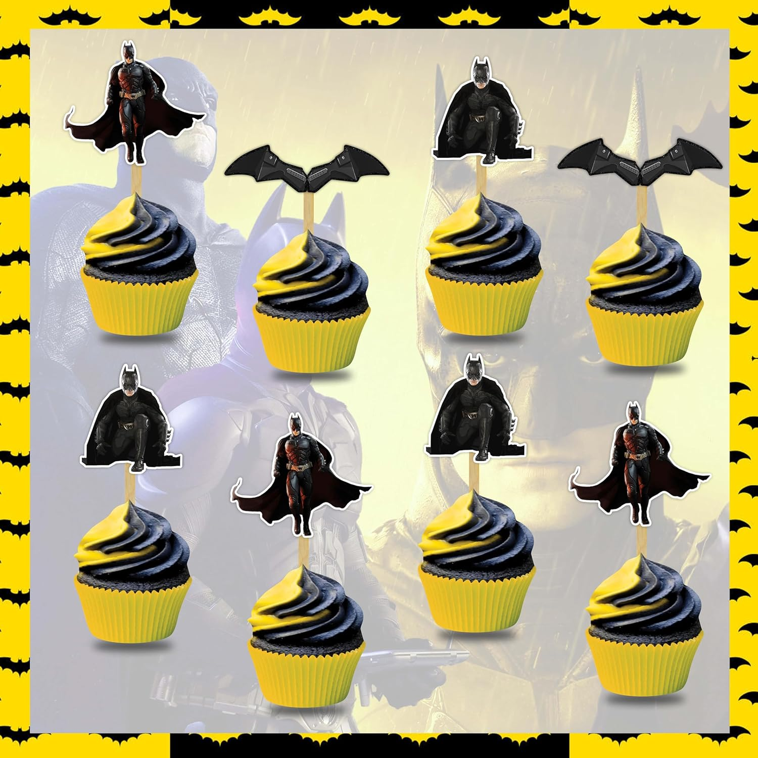 Seyal Btman Cupcake Toppers &ndash; Bold & Fun Superhero Decorations &ndash; Perfect for Btman Themed Birthday Parties, Kids Events & Superhero Celebrations image number 5