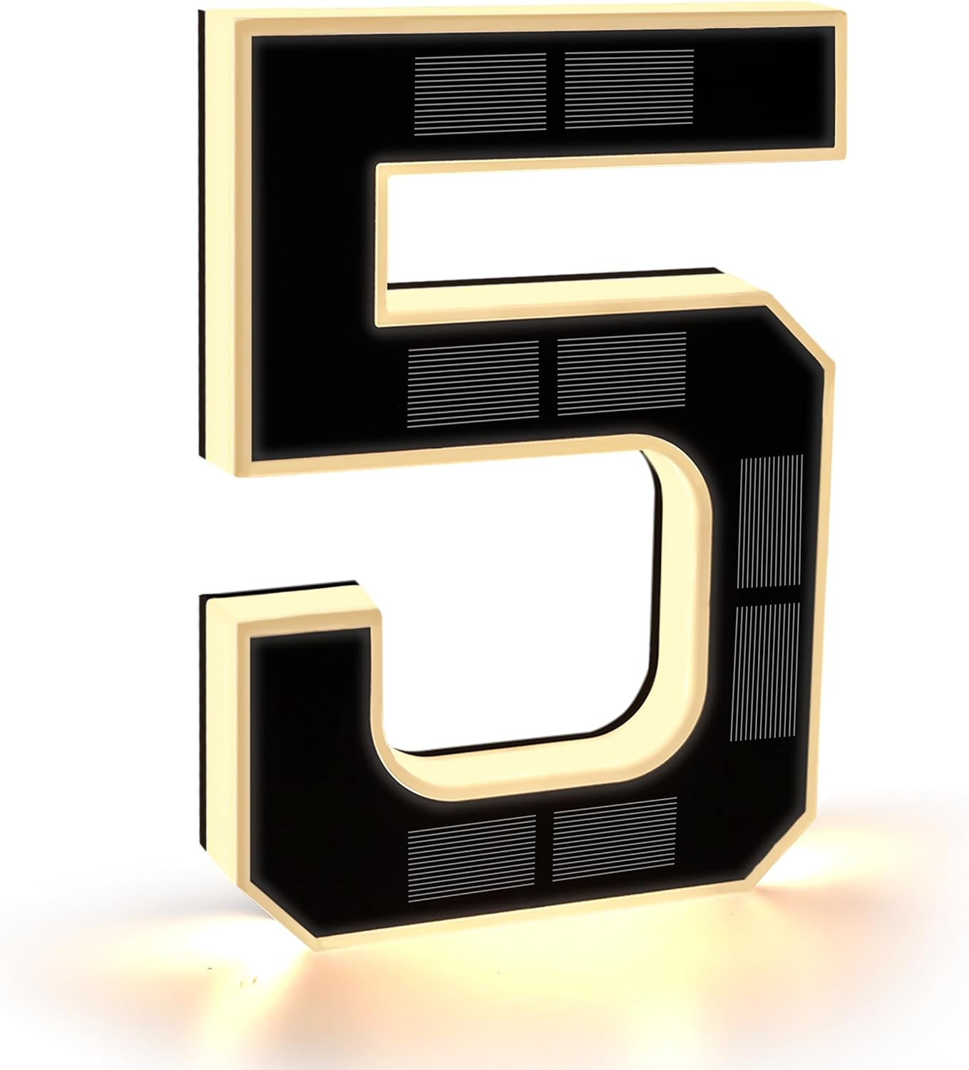 CARPESUN Solar House Number Illuminated for Outdoor Use Waterproof Illuminated House Number Sign Solar House Number Light Black Large - Height 23 Cm (5-Black, 23 Cm)