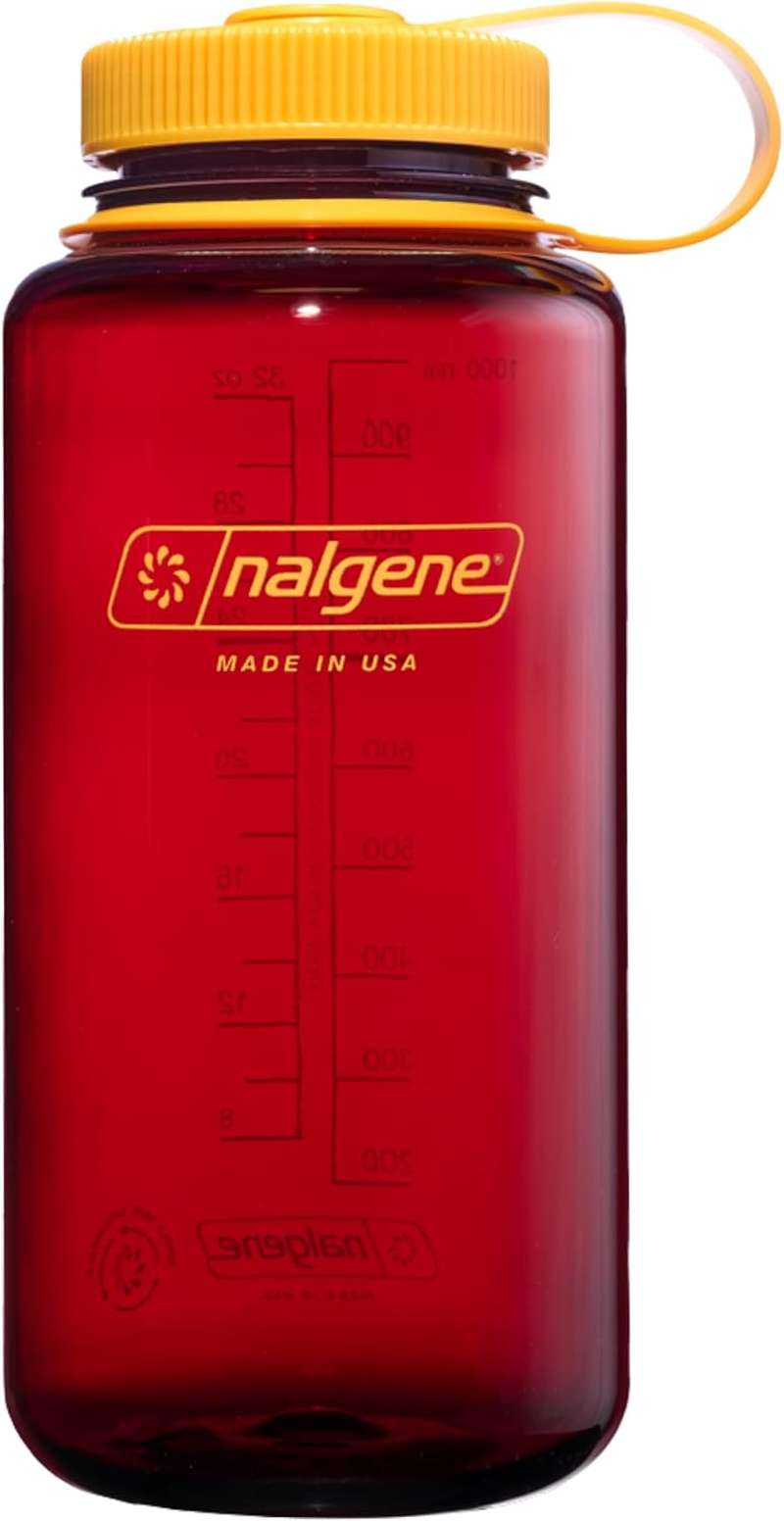 Nalgene Water Bottle - Lightweight Sustain Tritan Bpa-Free Shatterproof Bottle for Backpacking, Hiking, Gym, 32 OZ, Wide Mouth, Marmalade Orange