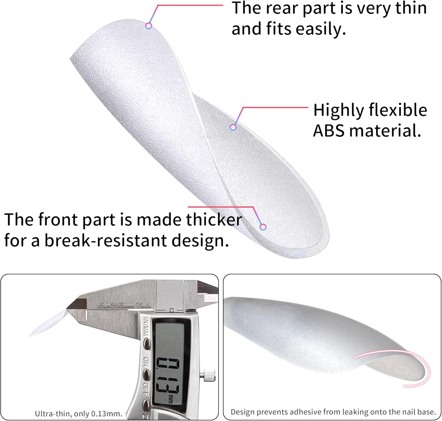 Sun&Beam Nails Fake Nails for Nails DIY Transparent Pop Translucent Clear Frosted Press on Nails Large Capacity Including Storage Box 12 Sizes 504 Pcs (#5-Short Ballerina Frosted)