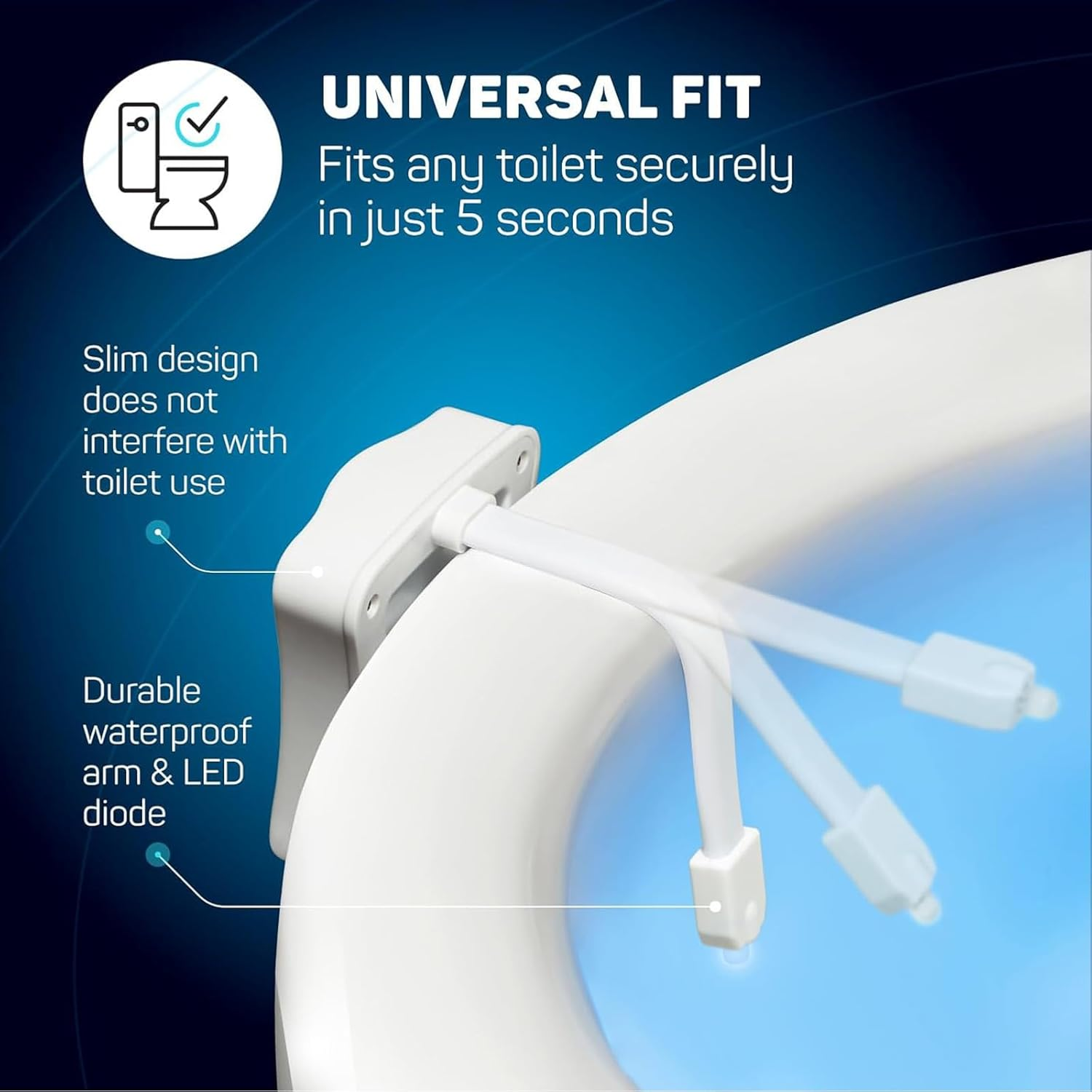 2 Pack Toilet Light, 16-Color Changing Led Toilet Bowl Light with Motion Sensor Activated Detection, Motion Sensor Lights for Bathroom Washroom, Glow Bowl L-Ight Fit for Any Toilets