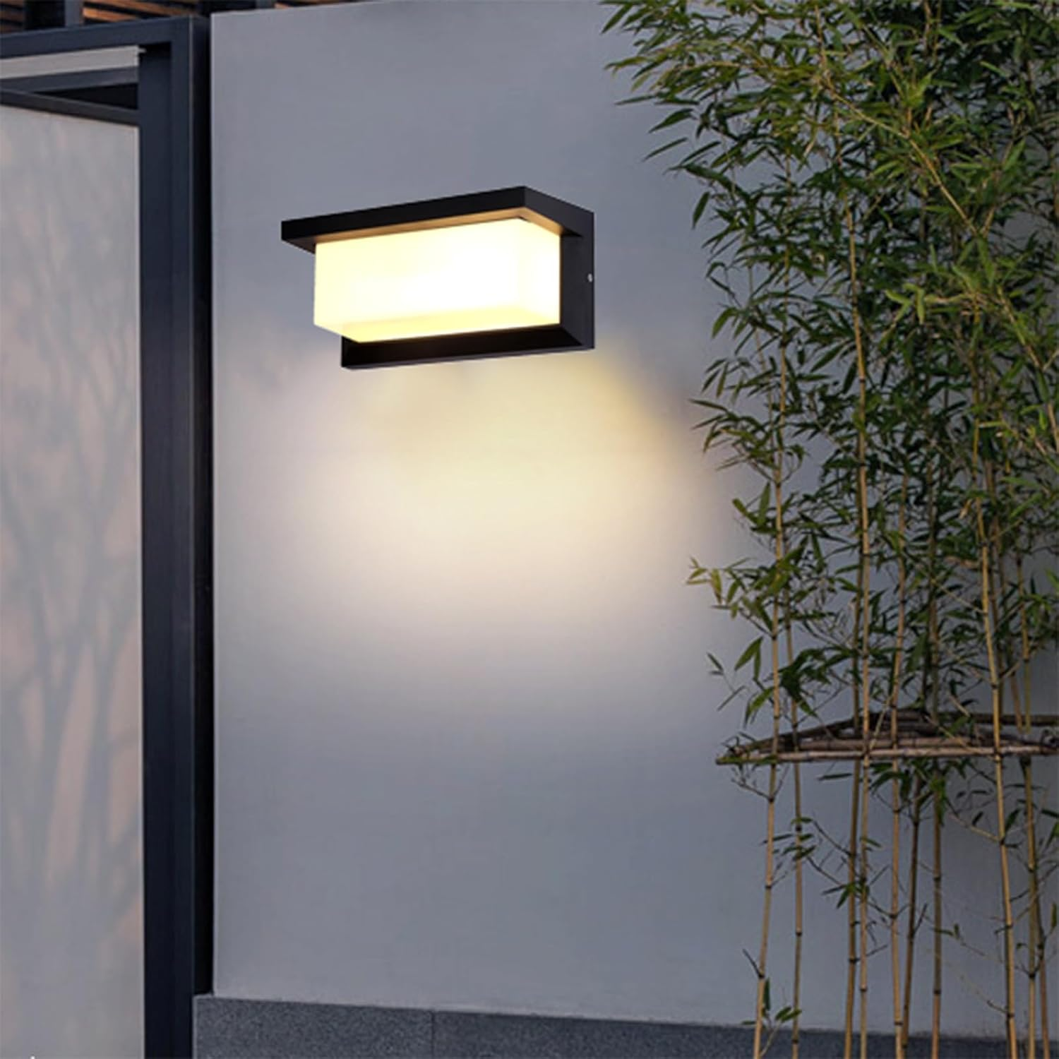 LED Outdoor Wall Light with Motion Sensor Wall Lamp IP65 Waterproof Wall Sconce Aluminium Fixtures Black Modern Indoor Courtyard Garden Terrace Patio Villa Corridor 3000K/6500K (White Light,30Cm 50W) image number 4