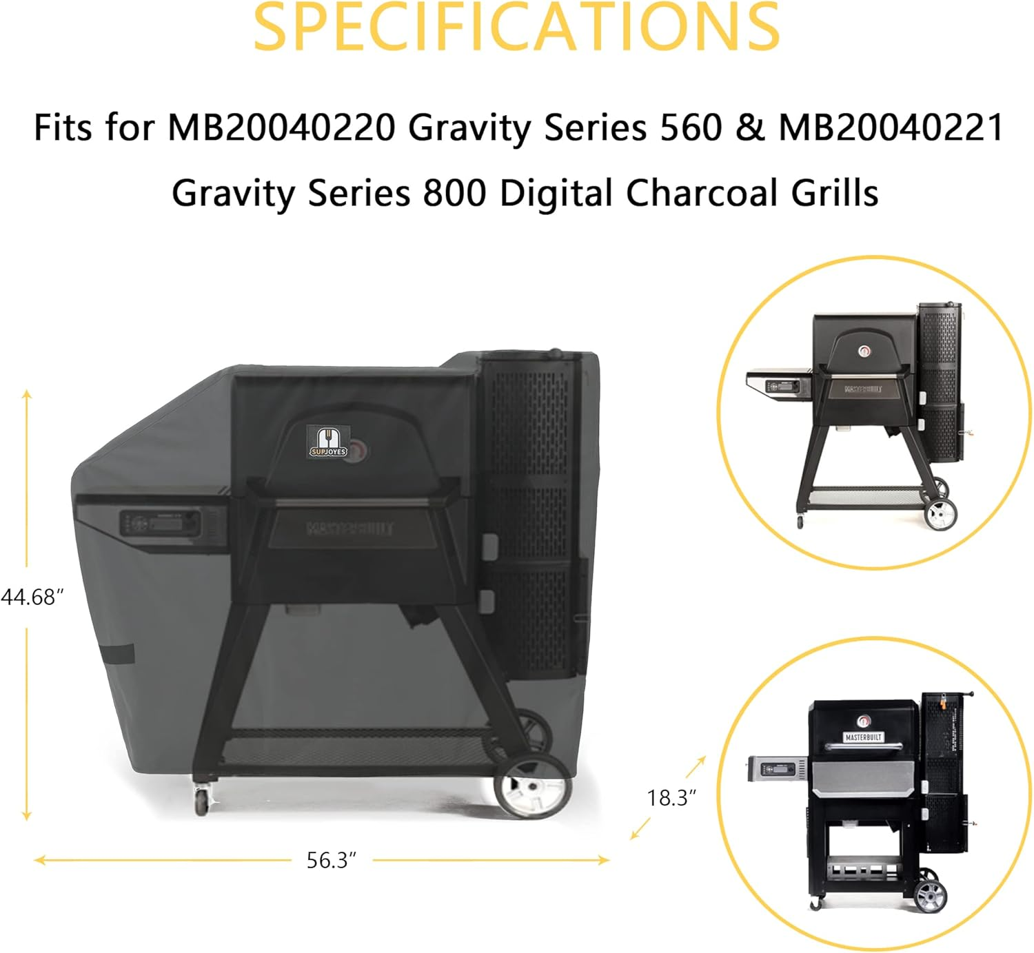 SUPJOYES Grill Cover for Masterbuilt 560/800 Gravity Series Digital Charcoal Grill and Smoker, Heavy Duty Waterproof BBQ Cover for MB20080220 Gravity Series