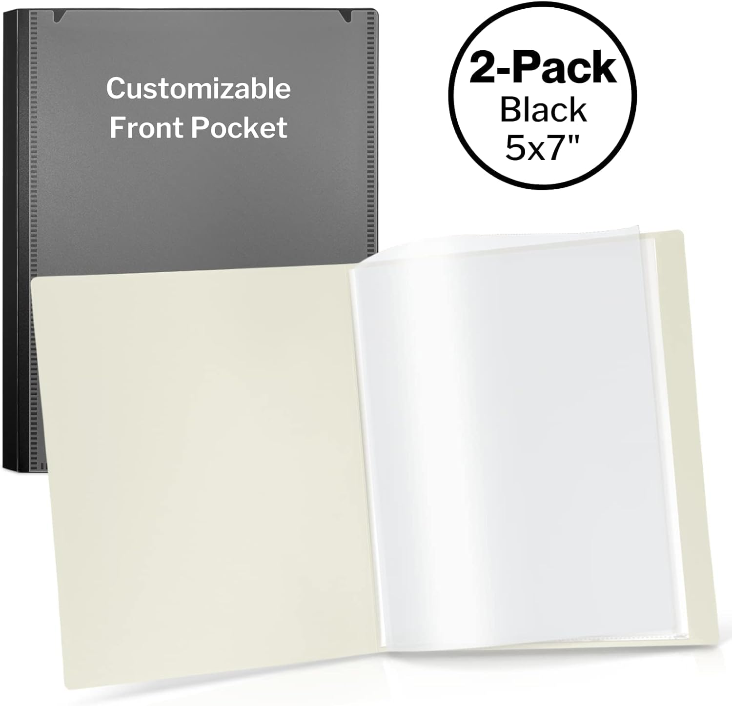CRANBURY Small Photo Album 5X7 (Black) - 2-Pack Photo Book, Each Shows 48 Pictures, Mini Picture Binder with Customizable Cover, Baby Albums with 5X7 Photo Sleeves image number 3