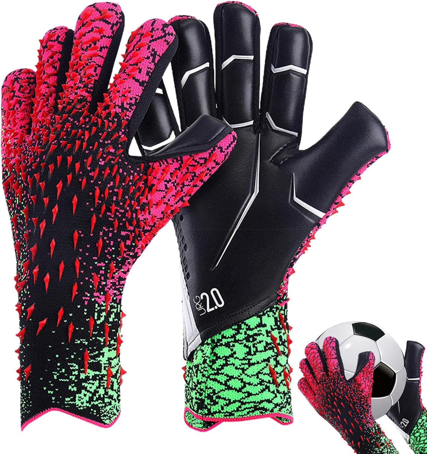 Soccer Goalkeeper Gloves for Children, Youth & Adults, Professional Goalkeeping Gloves with Strong Grip & Excellent Protection, Non Slip Wear-Resistant Goalie Gloves Sizes 6 7 8 9 10 image number 6