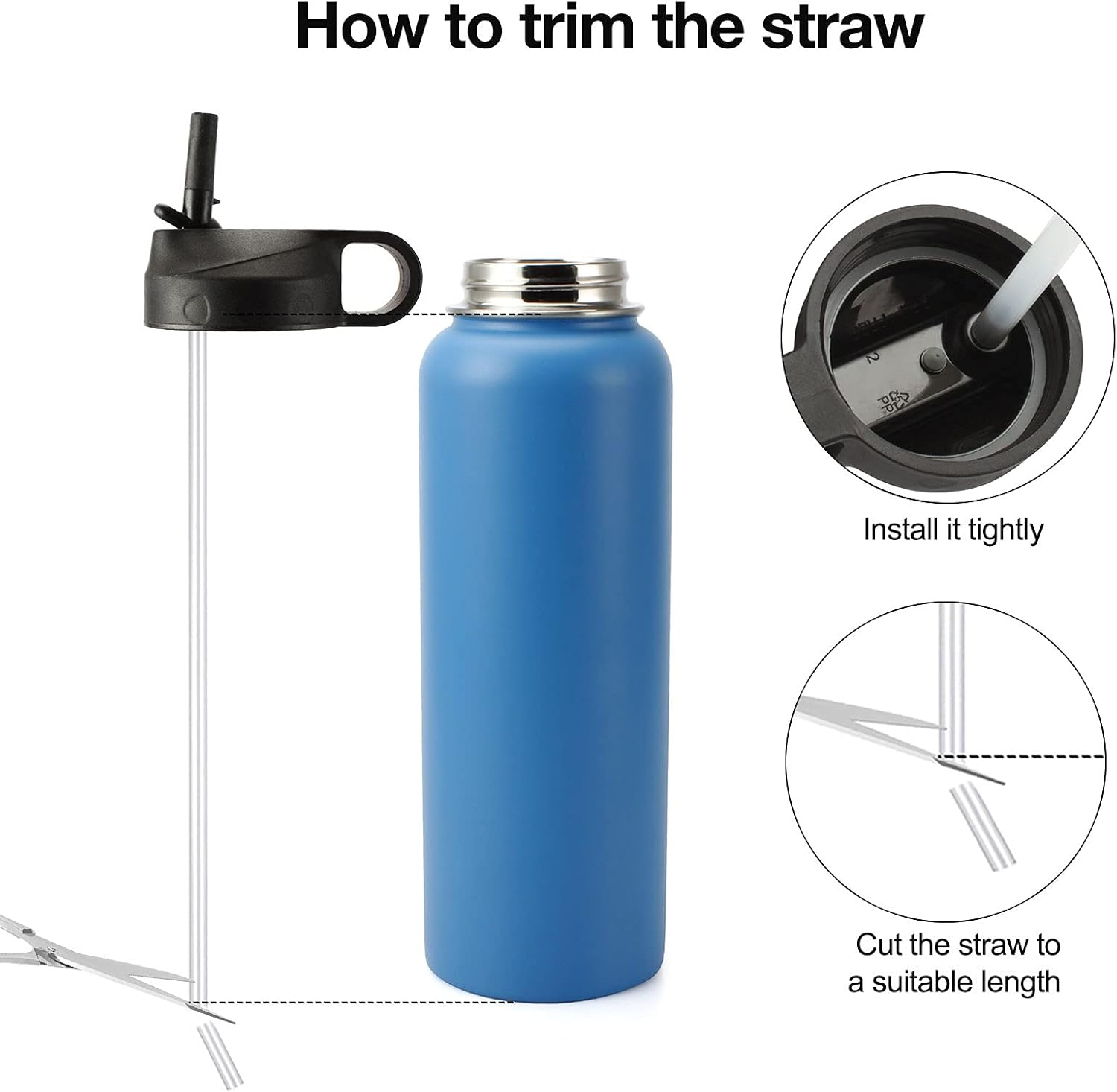 4 PCS Wide Mouth Straw Lid Replacement Straws Compatible with Hydro Flask and Most Wide Mouth Straw Lids [4 Straws + 4 Cleaning Brushes] BPA Free image number 2