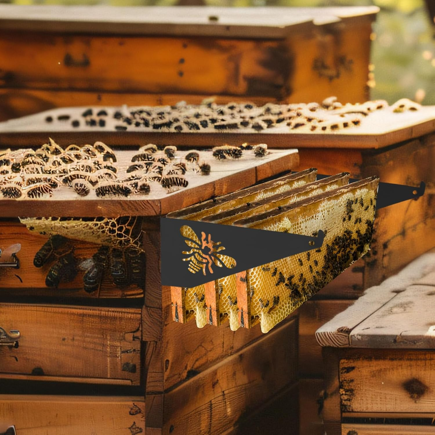 2Pcs Beehive Inspection Bracket, Bee Frame Holders Iron Bee Hive Stand for Honey Harvesting & Inspection Bee Boxes and Frames Starter Kit Beekeeping Supplies (Black) image number 5