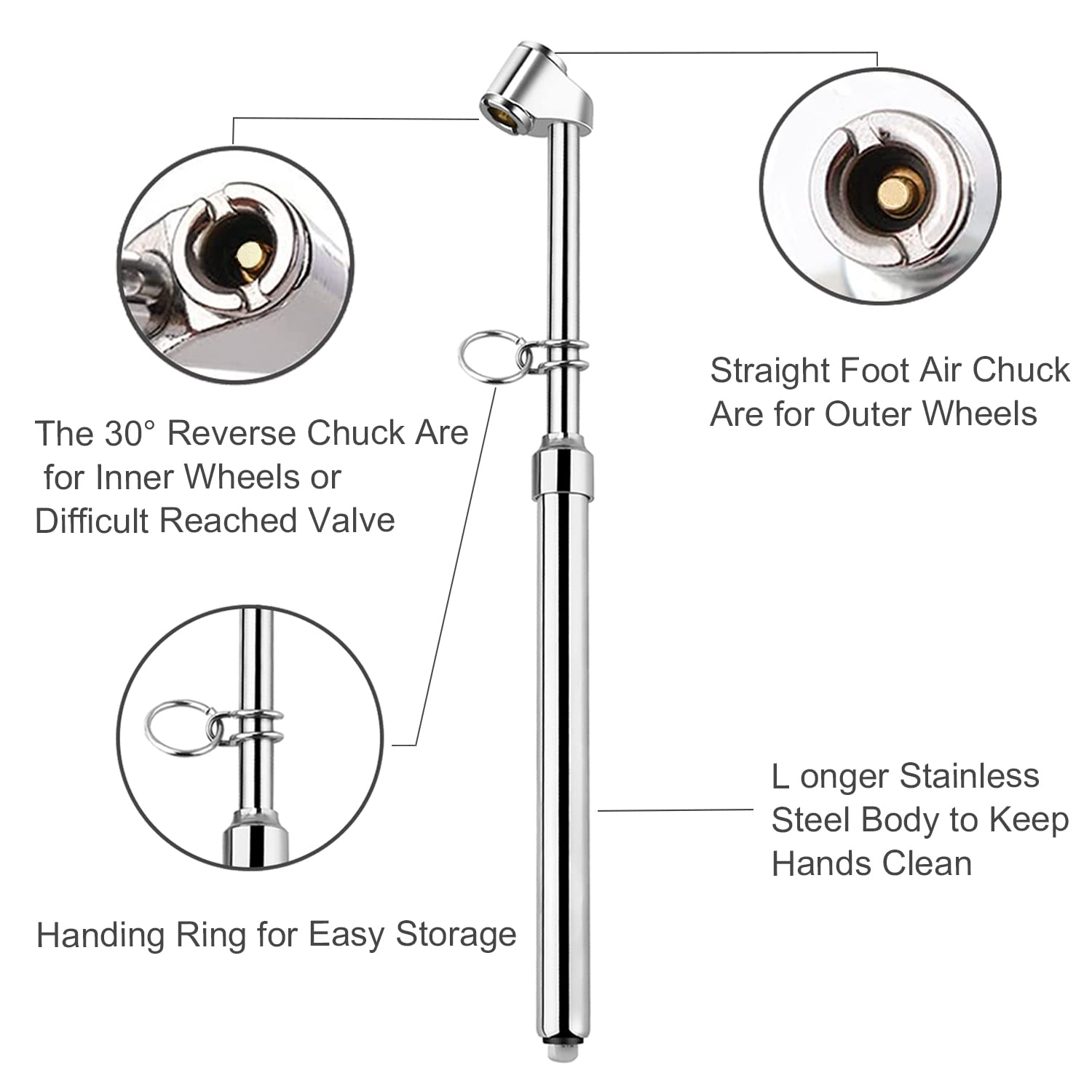 Atsafepro Truck Tire Pressure Gauge,Heavy Duty Pen Tire Gauge Range to 150Psi/10Bar,Dual Head Air Pressure Gauge (Pack of 2) image number 5